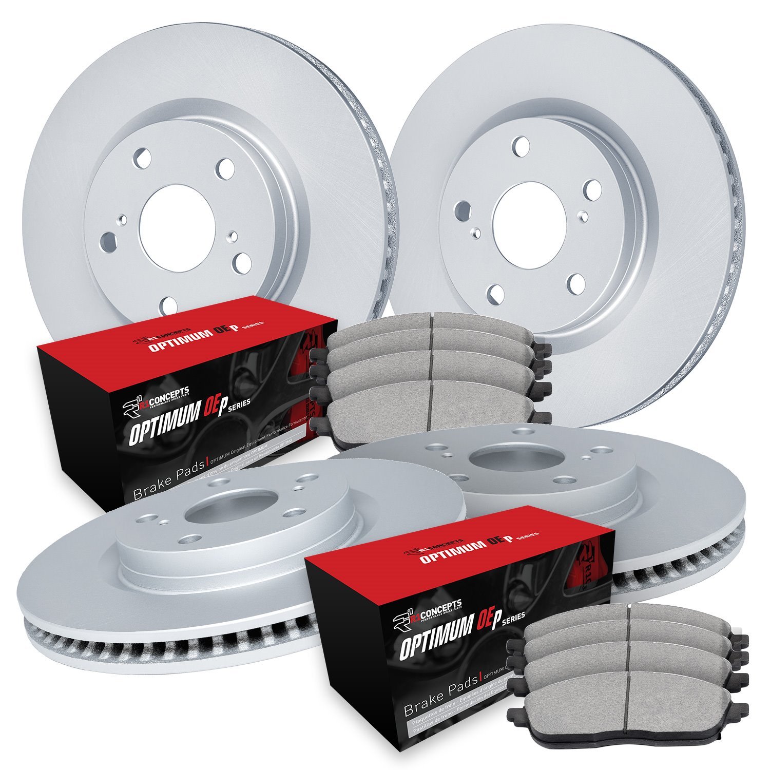 GEO-Carbon Brake Rotor Set w/Optimum OE Pads, Fits Select GM, Position: Front & Rear