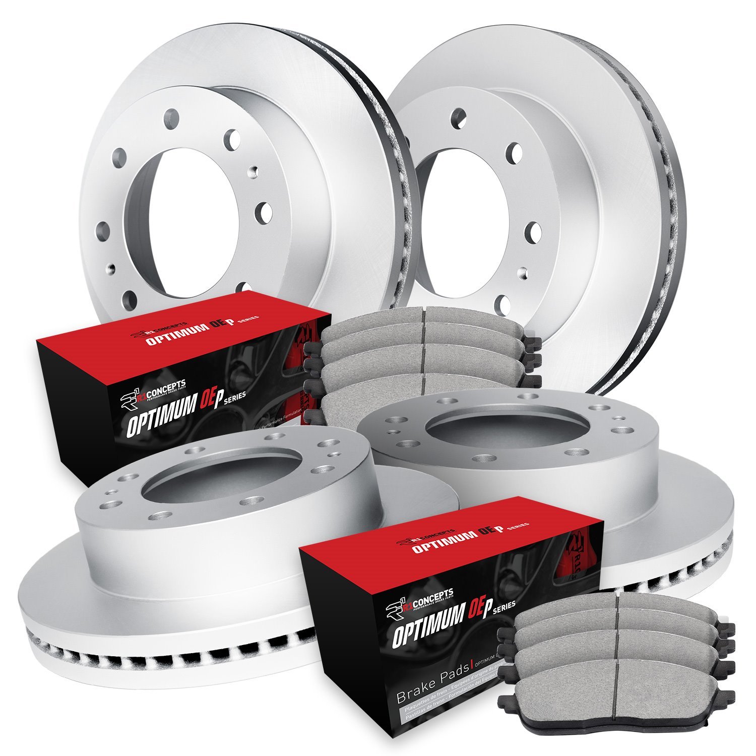 GEO-Carbon Brake Rotor Set w/Optimum OE Pads, 1999-2000 Ford/Lincoln/Mercury/Mazda, Position: Front & Rear
