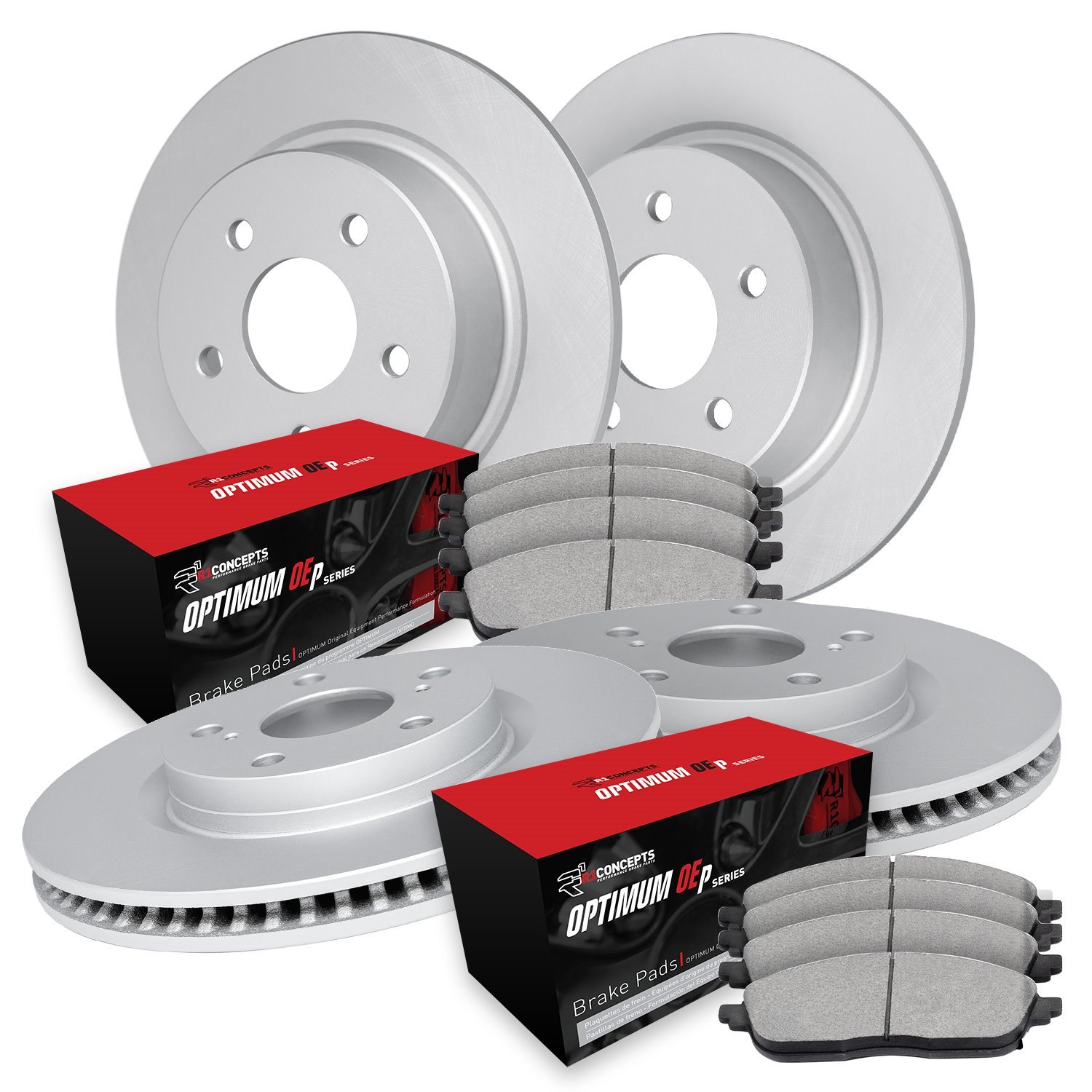 GEO-Carbon Brake Rotor Set w/Optimum OE Pads, Fits Select Acura/Honda, Position: Front & Rear
