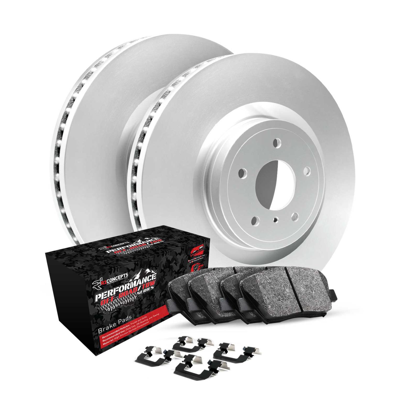 GEO-Carbon Brake Rotors w/Performance Off-Road/Tow Pads & Hardware Kit, 2005-2021 Mopar, Position: Front