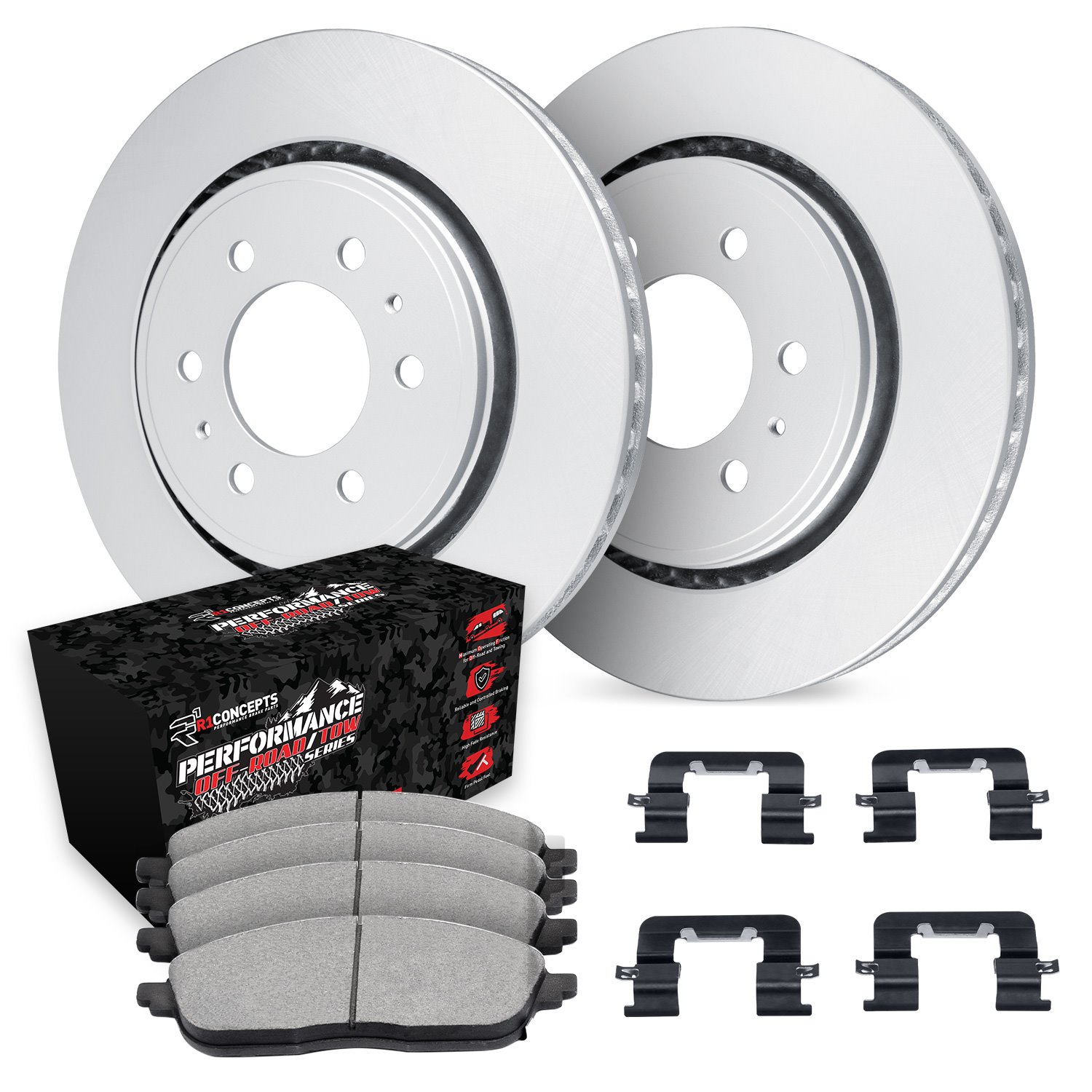 GEO-Carbon Brake Rotors w/Performance Off-Road/Tow Pads & Hardware Kit, Fits Select GM, Position: Front