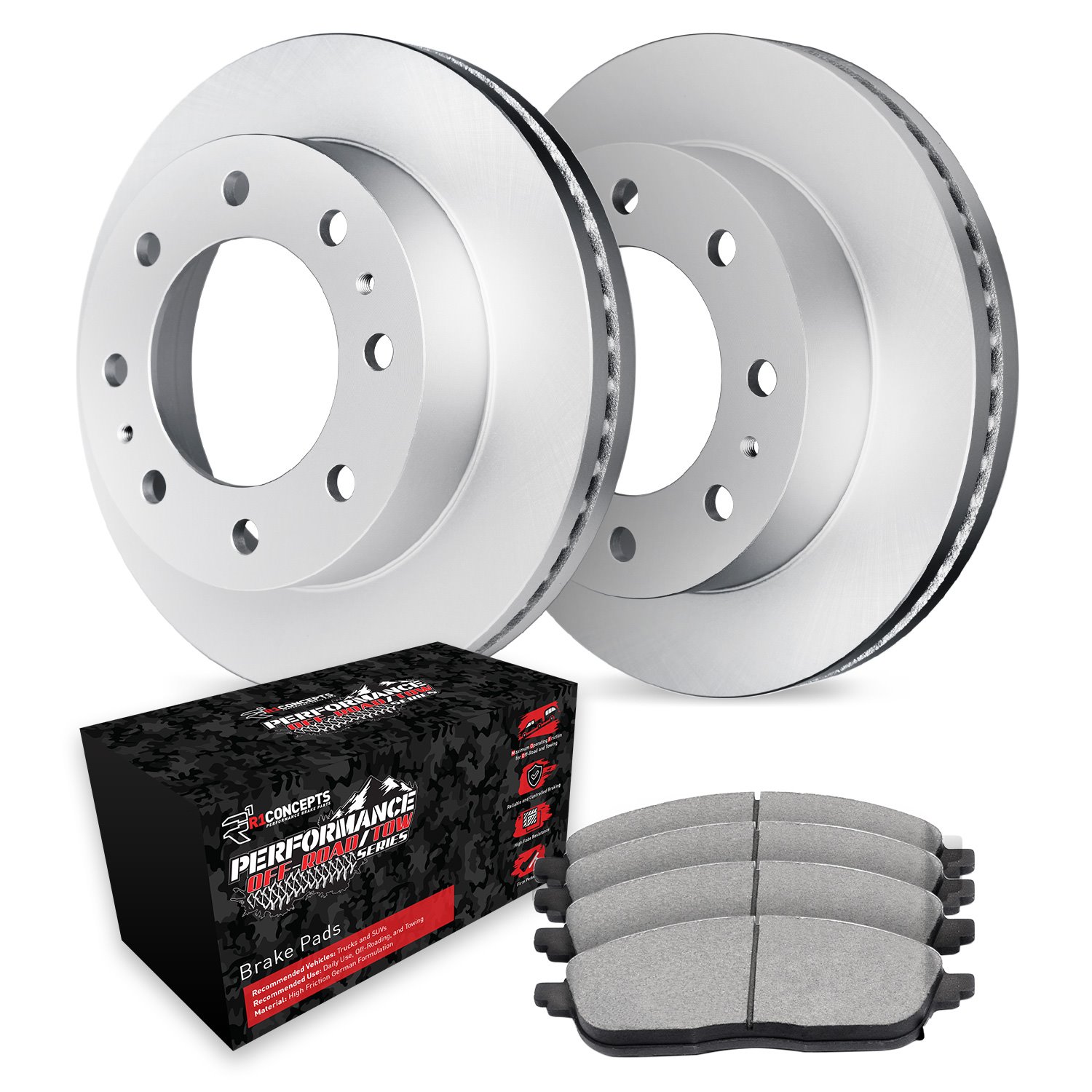 GEO-Carbon Brake Rotor Set w/Performance Off-Road/Tow Pads, 2000-2002 Mopar, Position: Front