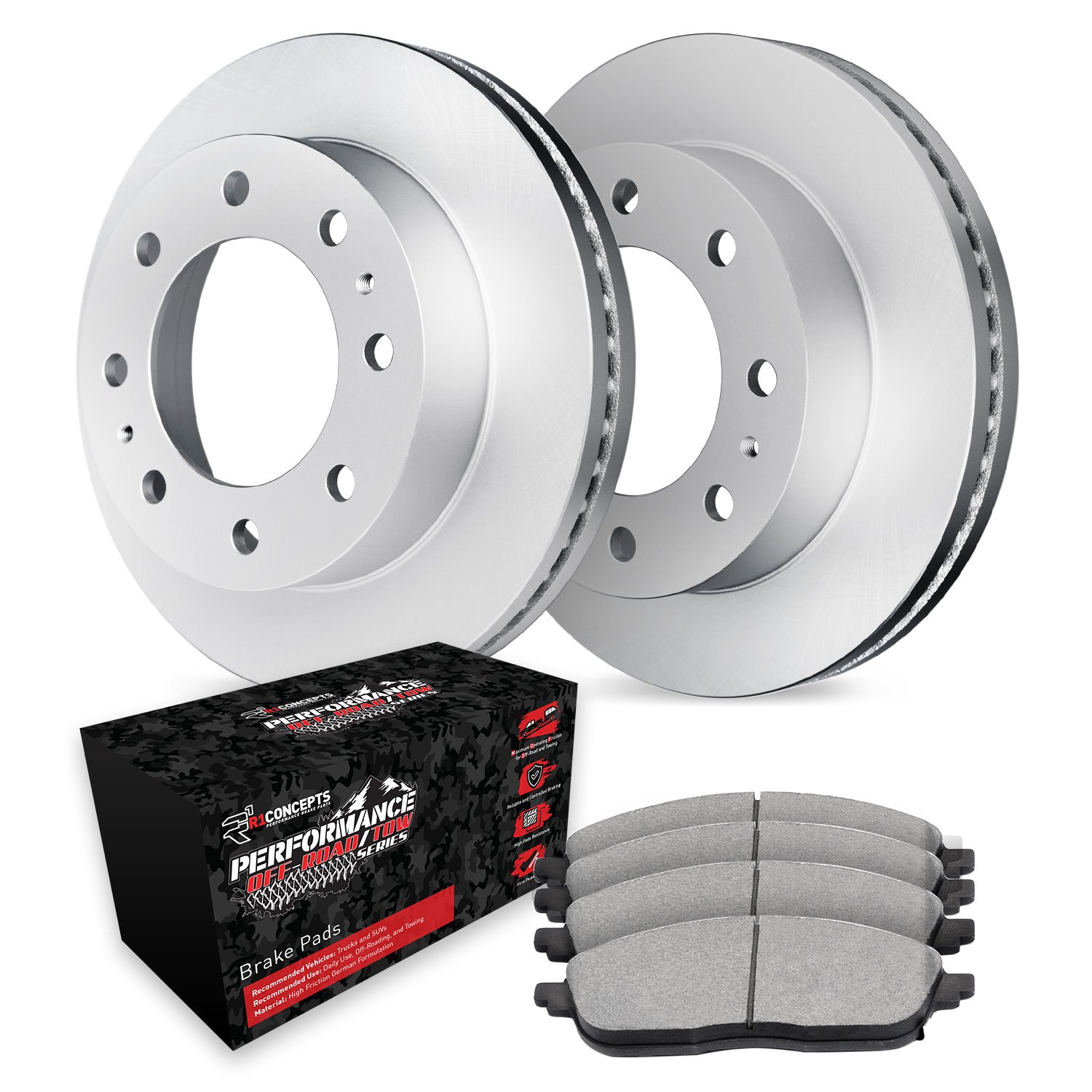 GEO-Carbon Brake Rotor Set w/Performance Off-Road/Tow Pads, 2003-2008 Mopar, Position: Front