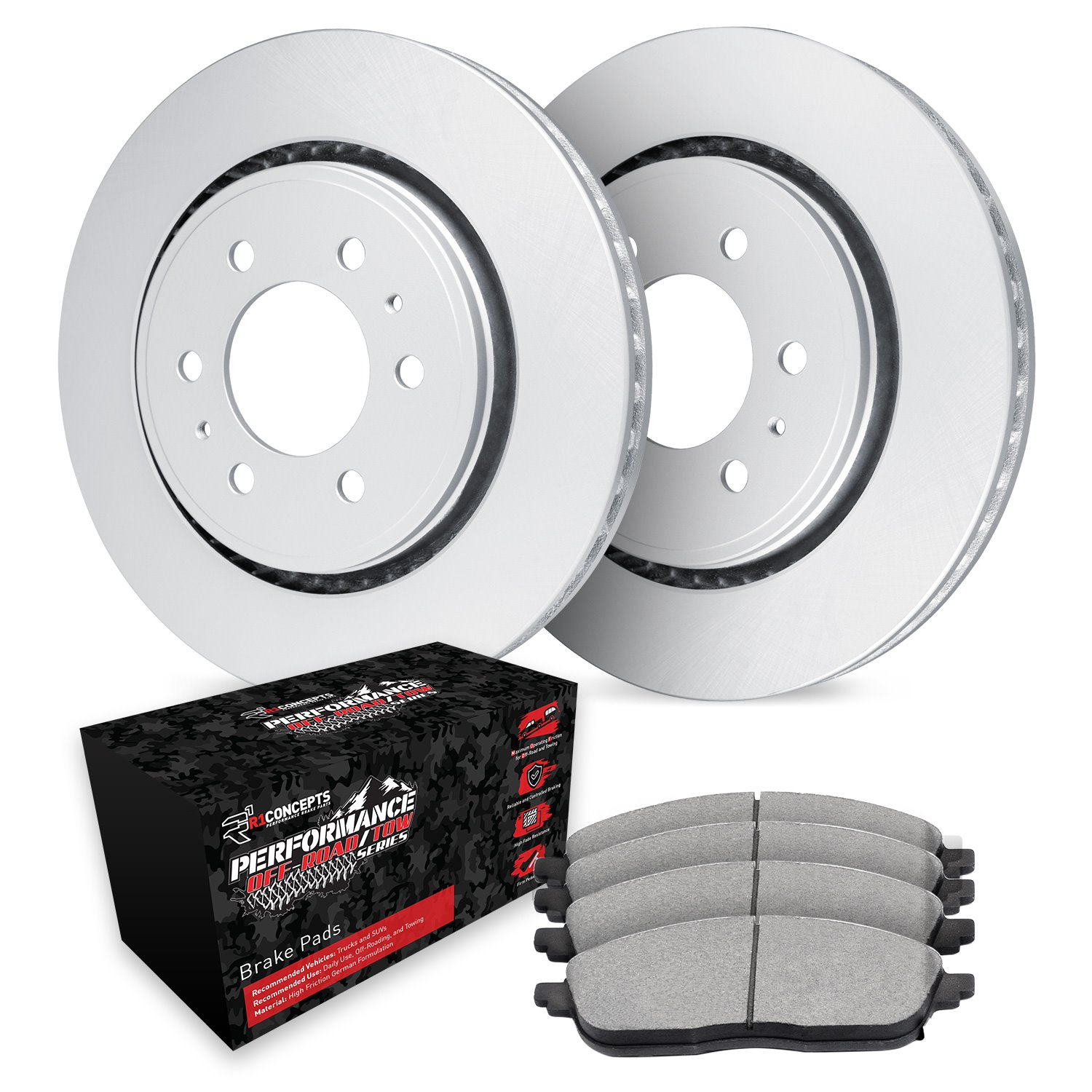 GEO-Carbon Brake Rotor Set w/Performance Off-Road/Tow Pads, Fits Select Mopar, Position: Rear