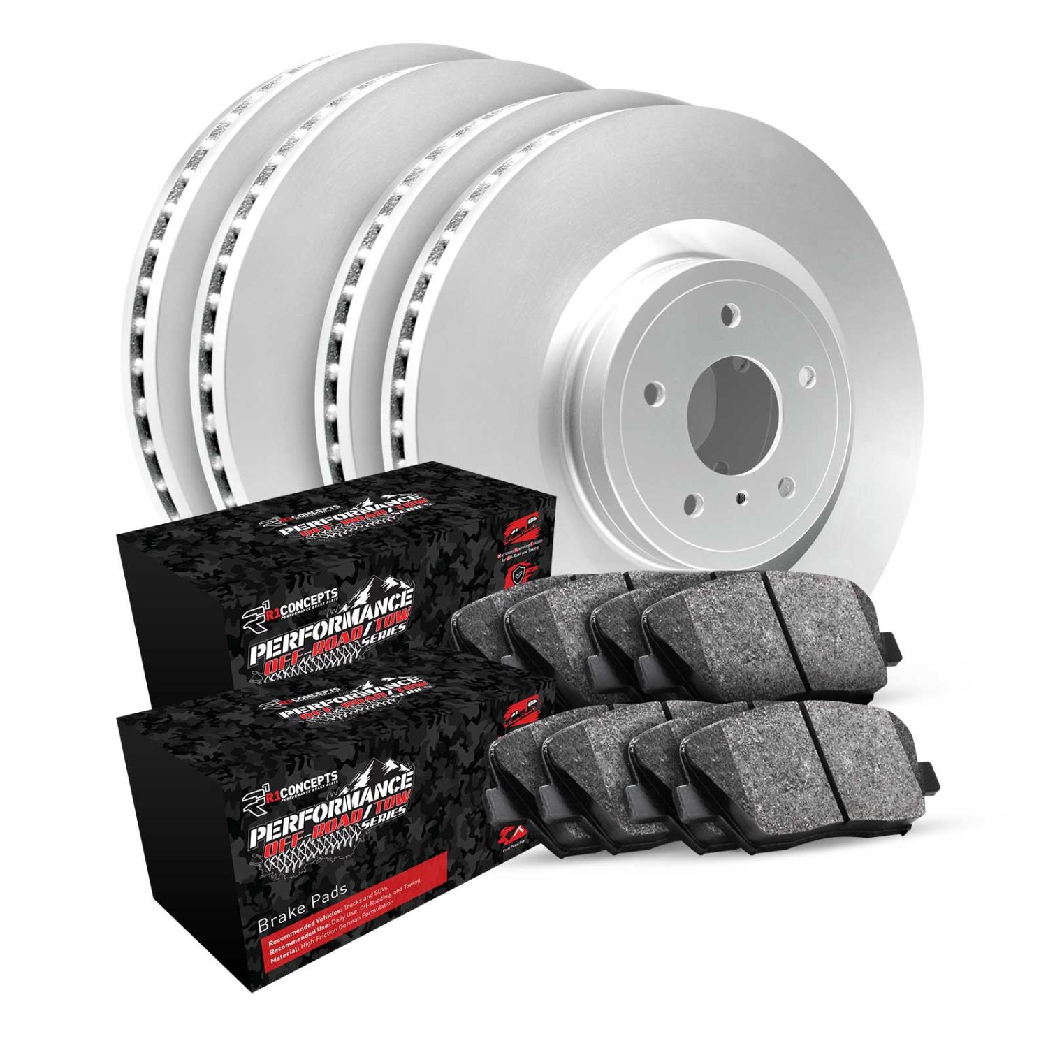 GEO-Carbon Brake Rotor Set w/Performance Off-Road/Tow Pads, 2012-2013 Tesla, Position: Front & Rear