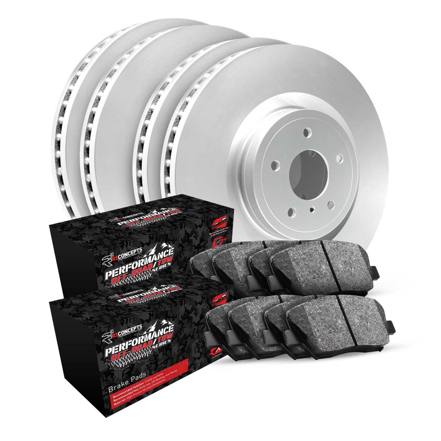 GEO-Carbon Brake Rotor Set w/Performance Off-Road/Tow Pads, 2003-2008 Mopar, Position: Front & Rear