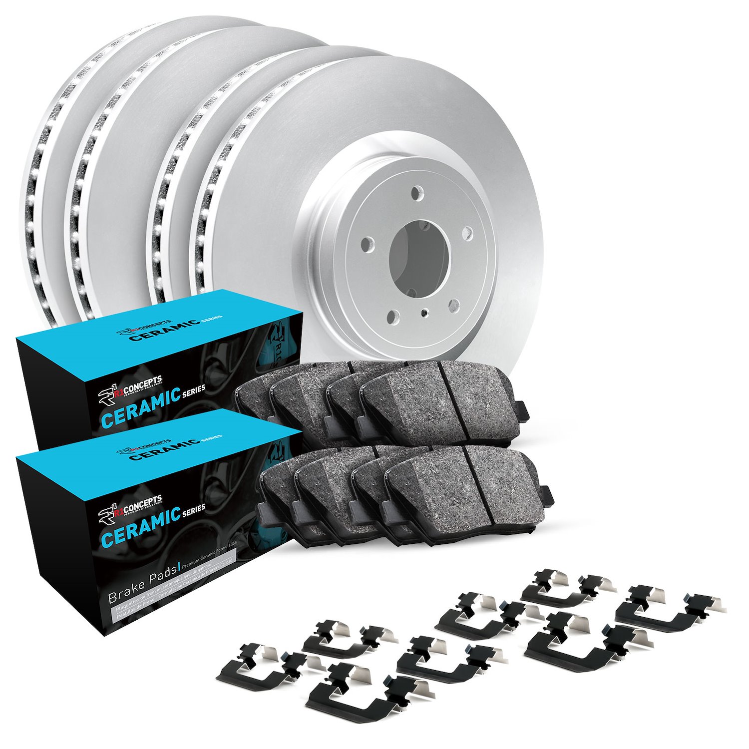 GEO-Carbon Brake Rotor Set w/Ceramic Pads & Hardware, Fits Select GM, Position: Front & Rear