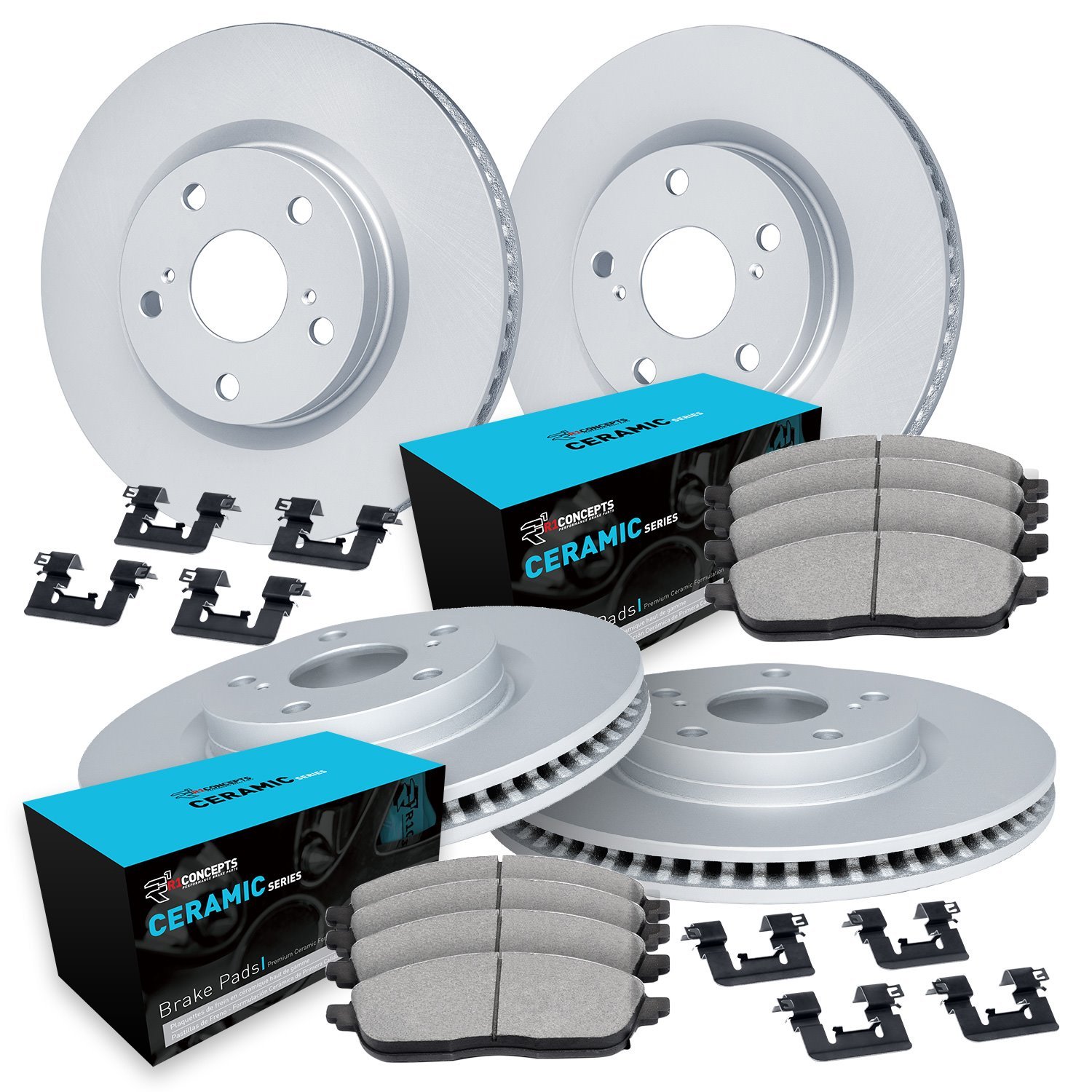 GEO-Carbon Brake Rotor Set w/Ceramic Pads & Hardware, 2004-2004 Audi/Porsche/Volkswagen, Position: Front & Rear