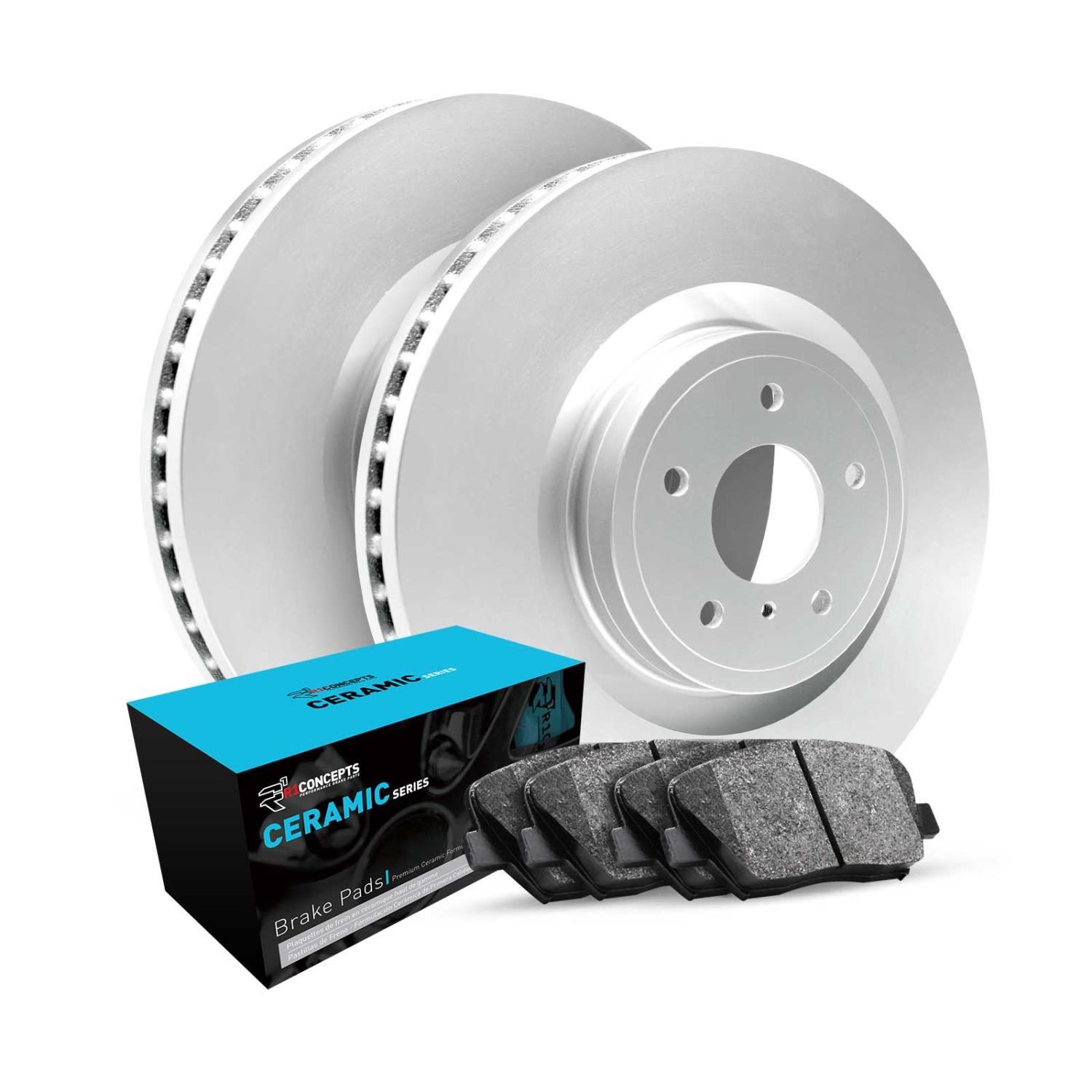 GEO-Carbon Brake Rotor Set w/Ceramic Pads, 1983-1994 Ford/Lincoln/Mercury/Mazda, Position: Front
