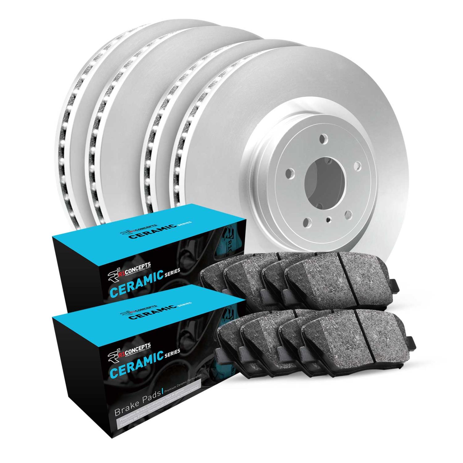 GEO-Carbon Brake Rotor Set w/Ceramic Pads, 2012-2020 Fits Multiple Makes/Models, Position: Front & Rear