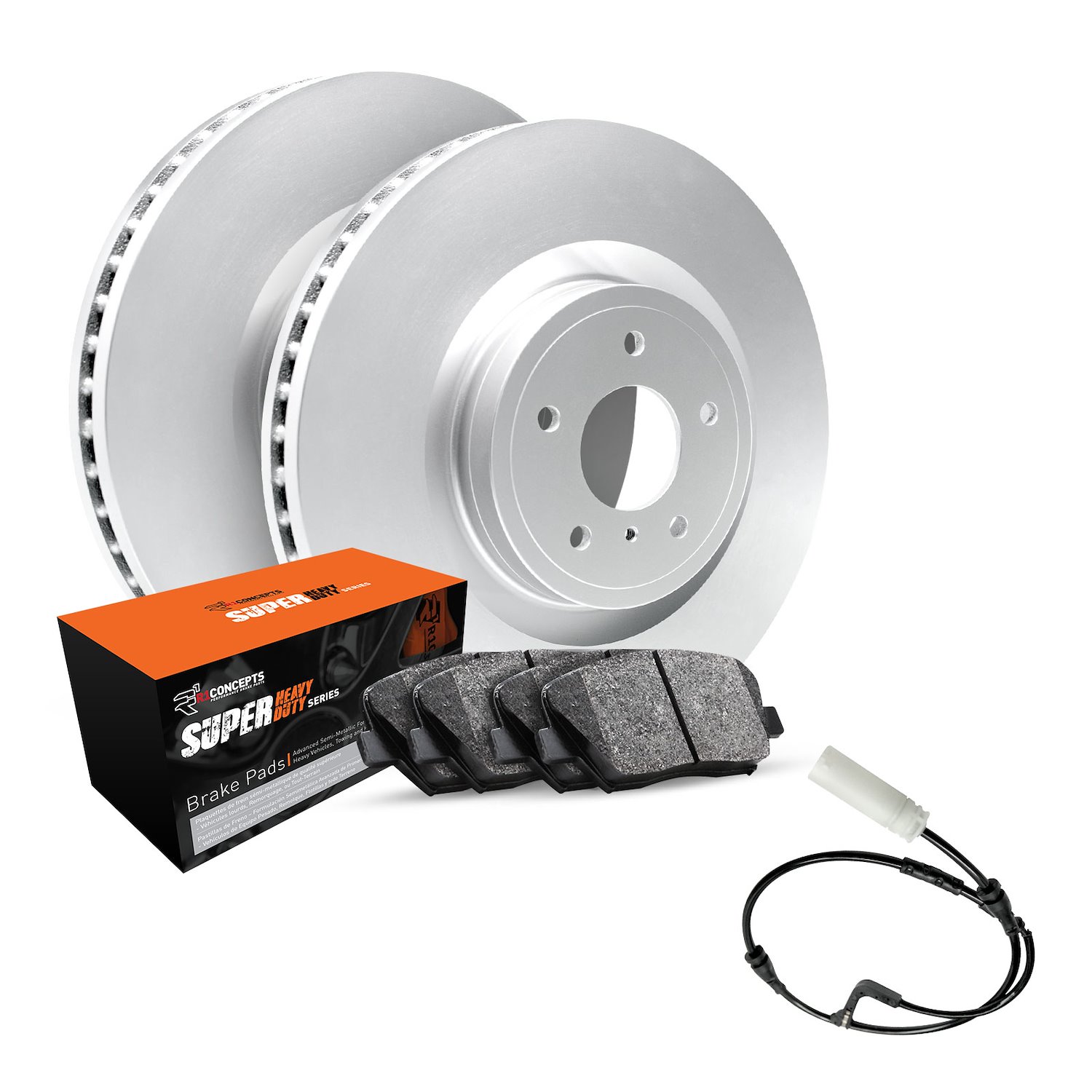 GEO-Carbon Brake Rotor Set w/Super-Duty Pads & Sensor, 2002-2006 Fits Multiple Makes/Models, Position: Front