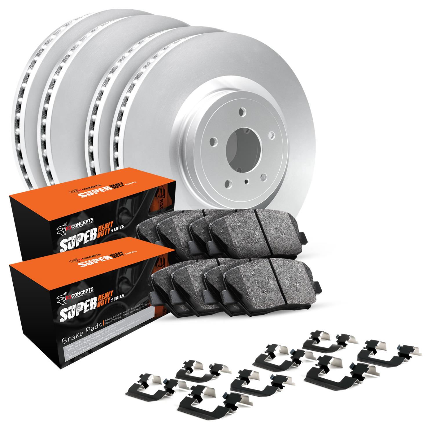 GEO-Carbon Brake Rotor Set w/Super-Duty Pads & Hardware, 2007-2017 Fits Multiple Makes/Models, Position: Front & Rear