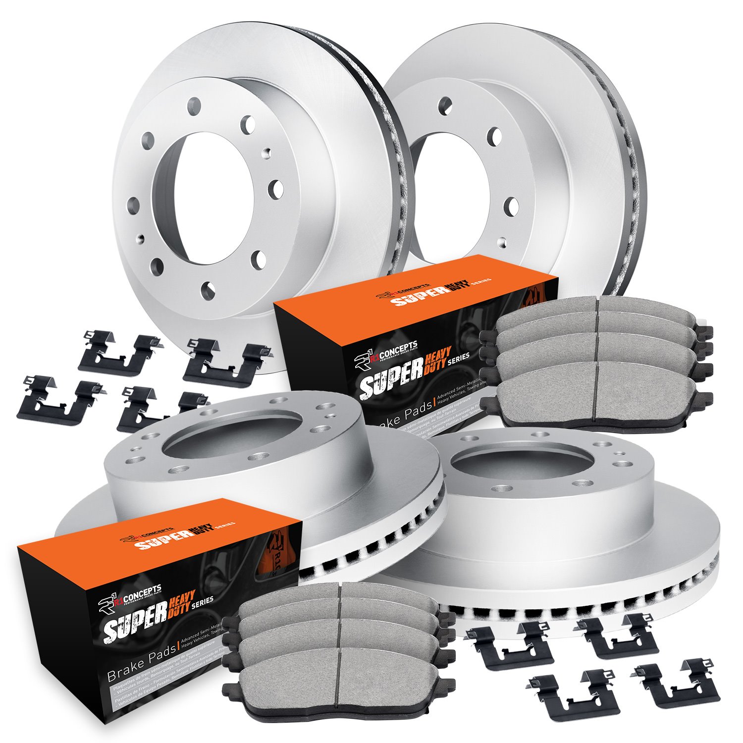 GEO-Carbon Brake Rotor Set w/Super-Duty Pads & Hardware, 1999-2000 Ford/Lincoln/Mercury/Mazda, Position: Front & Rear