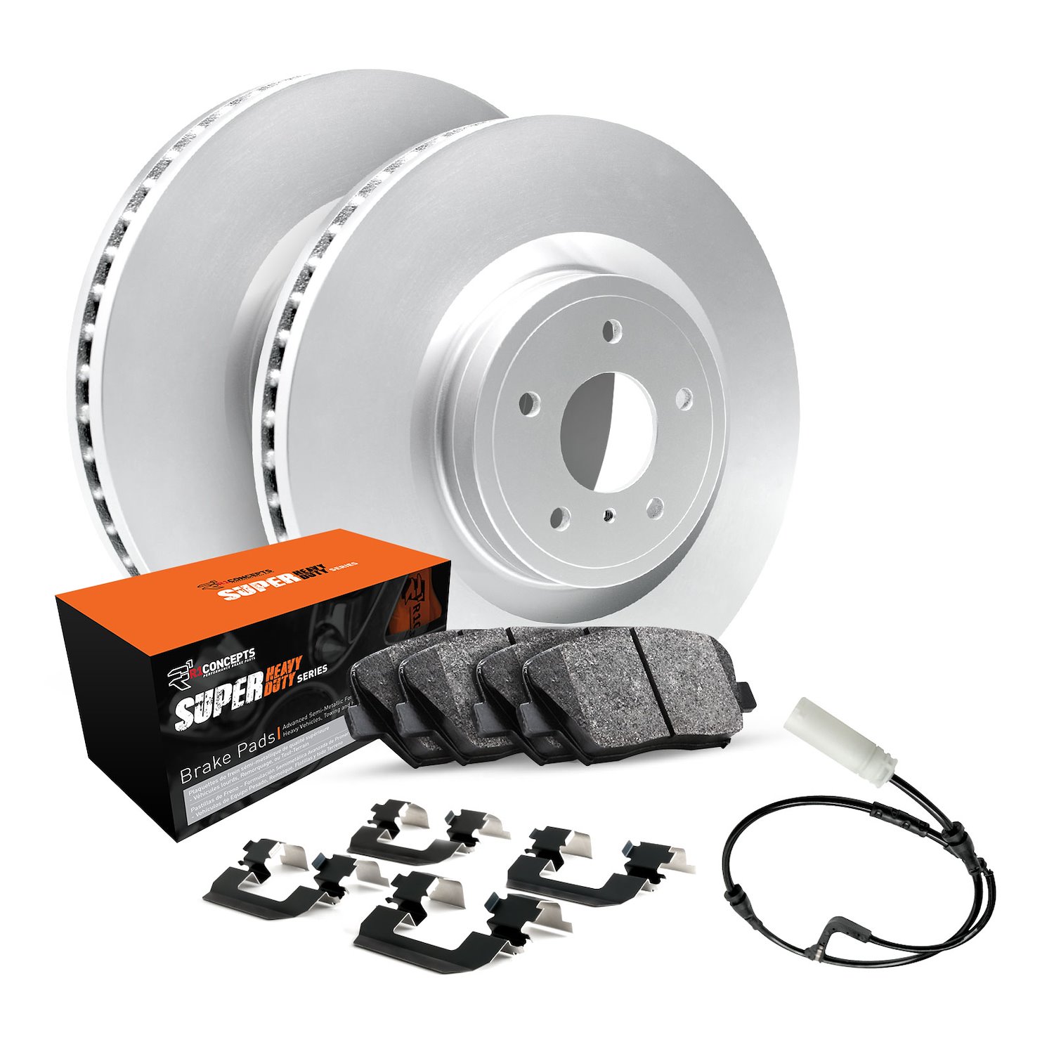 GEO-Carbon Brake Rotor Set w/Super-Duty Pads, Sensor, & Hardware, 2002-2006 Fits Multiple Makes/Models, Position: Front