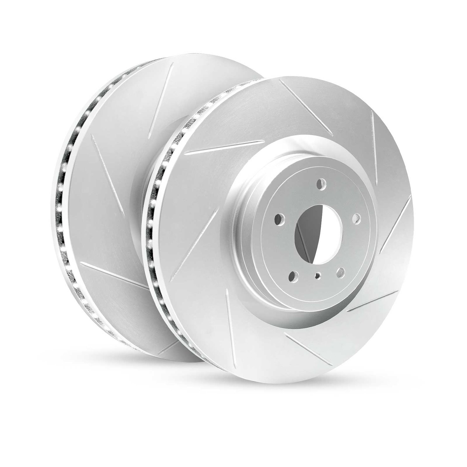 E-Line Slotted Silver Brake Rotor Set, 1984-1989 Audi/Porsche/Volkswagen, Position: Front