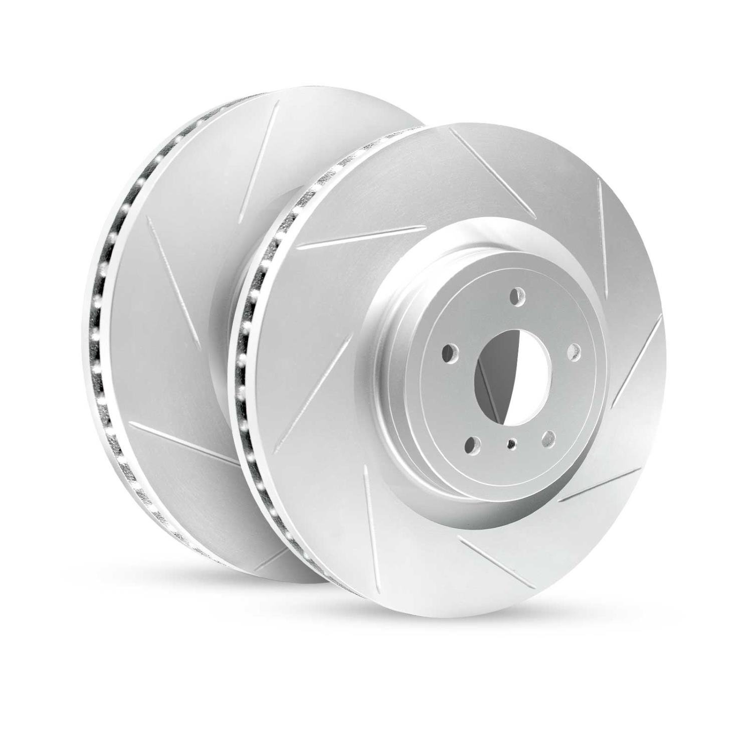 E-Line Slotted Silver Brake Rotor Set, 2007-2016 Audi/Porsche/Volkswagen, Position: Rear