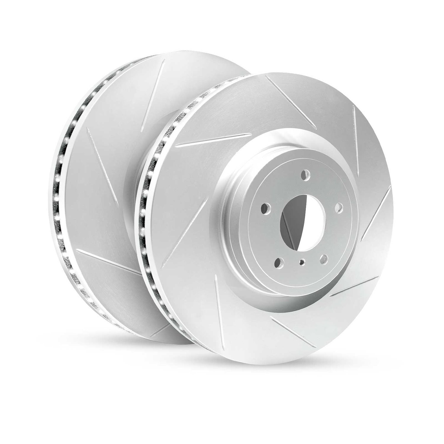 E-Line Slotted Silver Brake Rotor Set, 2016-2018 GM, Position: Rear