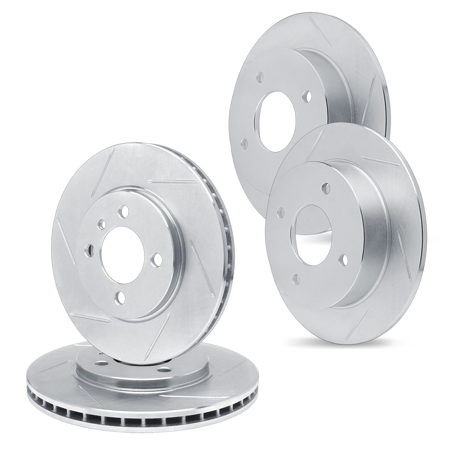 E-Line Slotted Silver Brake Rotor Set, 1984-1985 Infiniti/Nissan, Position: Front & Rear