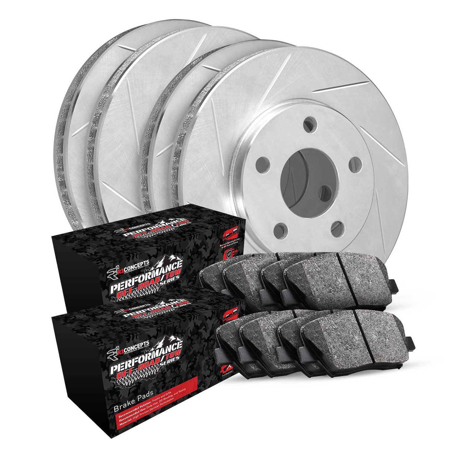 E-Line Slotted Silver Brake Rotor Set w/Performance Off-Road/Tow