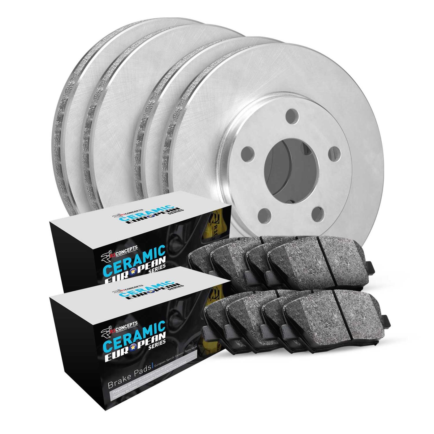 E-Line Blank Brake Rotor Set w/Euro Ceramic Pads, 1994-2002 Land Rover, Position: Front & Rear