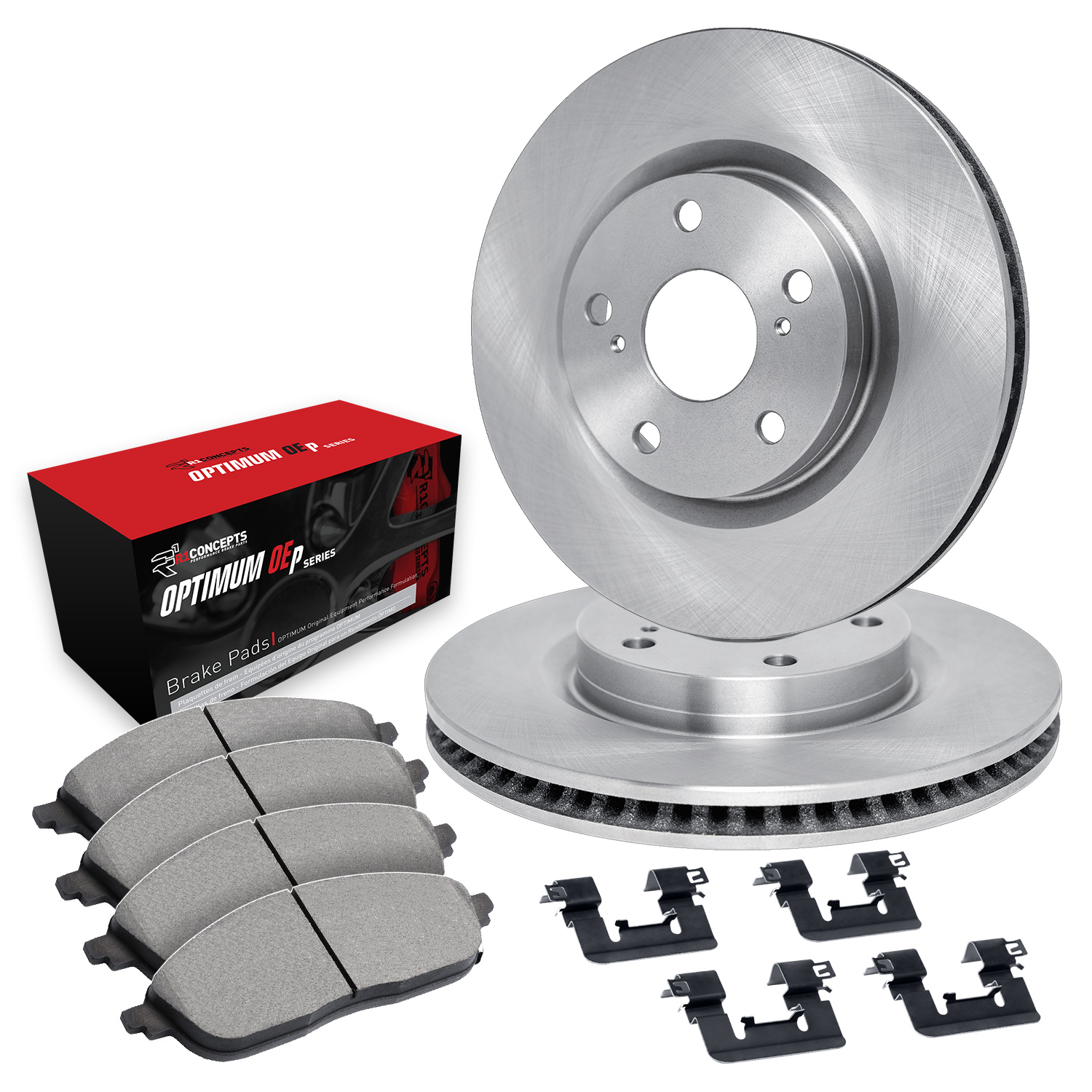 E-Line Blank Brake Rotor Set w/Optimum OE Pads & Hardware, 2016-2017 Kia/Hyundai/Genesis, Position: Front