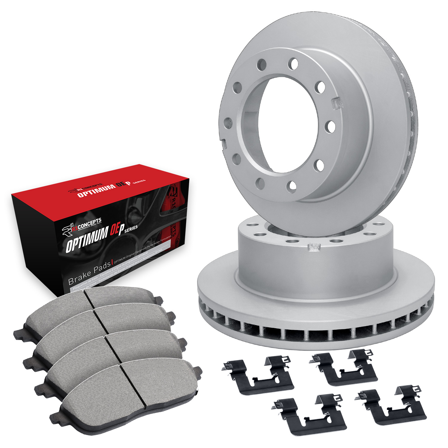 E-Line Blank Brake Rotor Set w/Optimum OE Pads & Hardware, 1994-2000 GM, Position: Rear