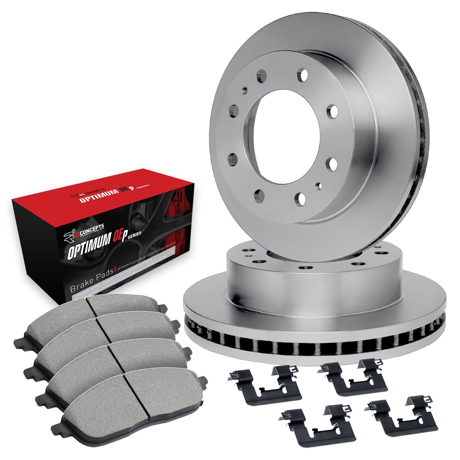 E-Line Blank Brake Rotor Set w/Optimum OE Pads & Hardware, 1999-1999 Ford/Lincoln/Mercury/Mazda, Position: Front