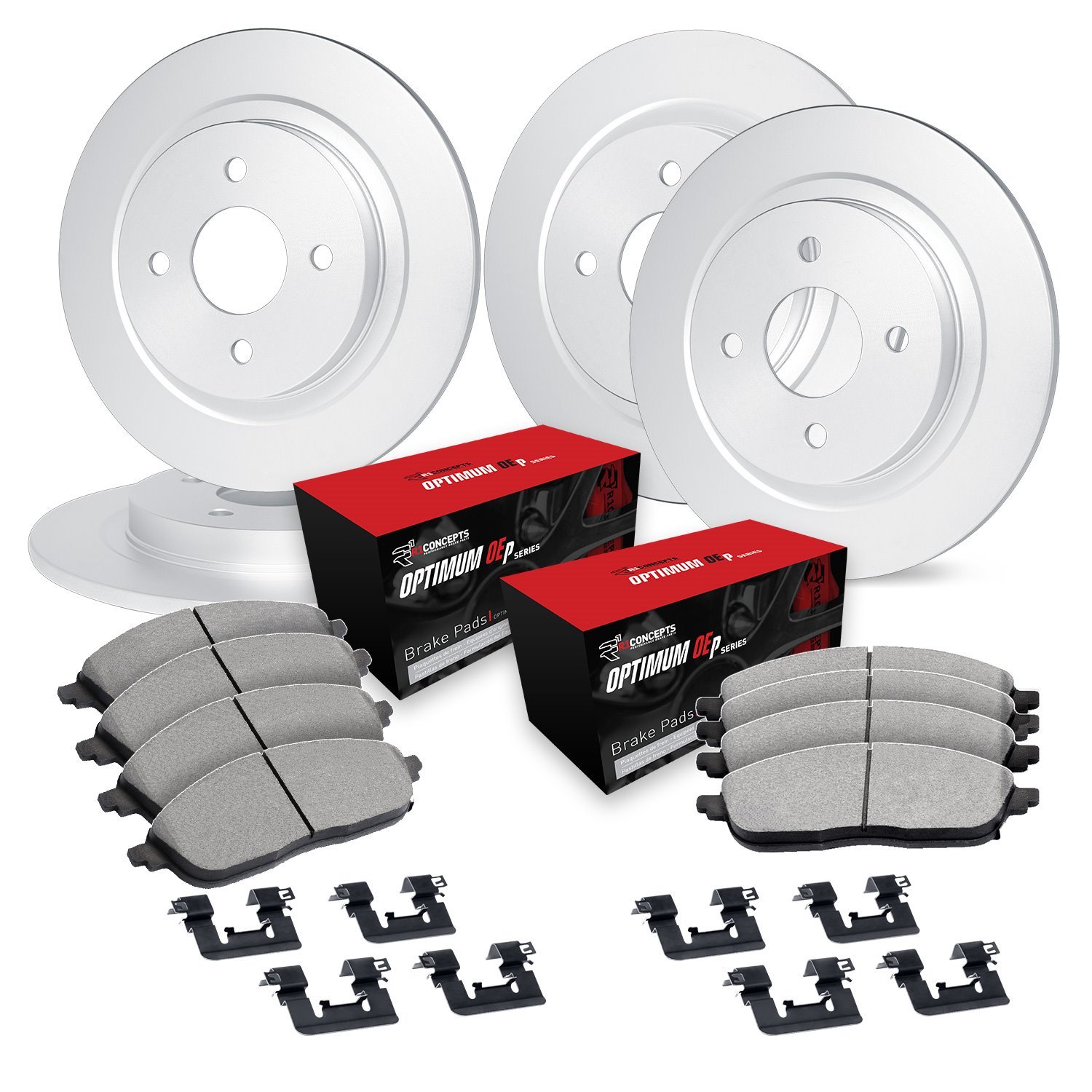 E-Line Blank Brake Rotor Set w/Optimum OE Pads & Hardware, 1980-1981 Peugeot, Position: Front & Rear