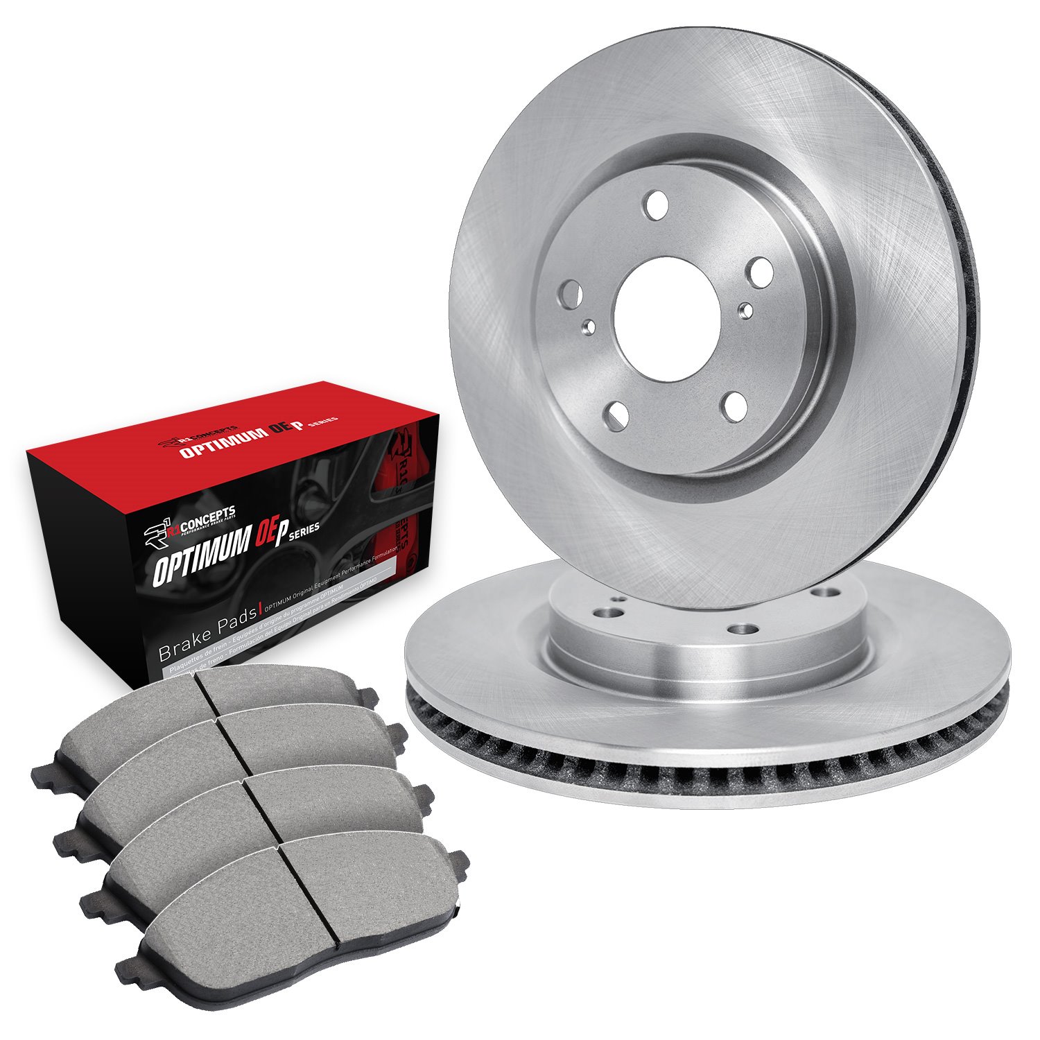 E-Line Blank Brake Rotor Set w/Optimum OE Pads, 1990-1991 Ford/Lincoln/Mercury/Mazda, Position: Front