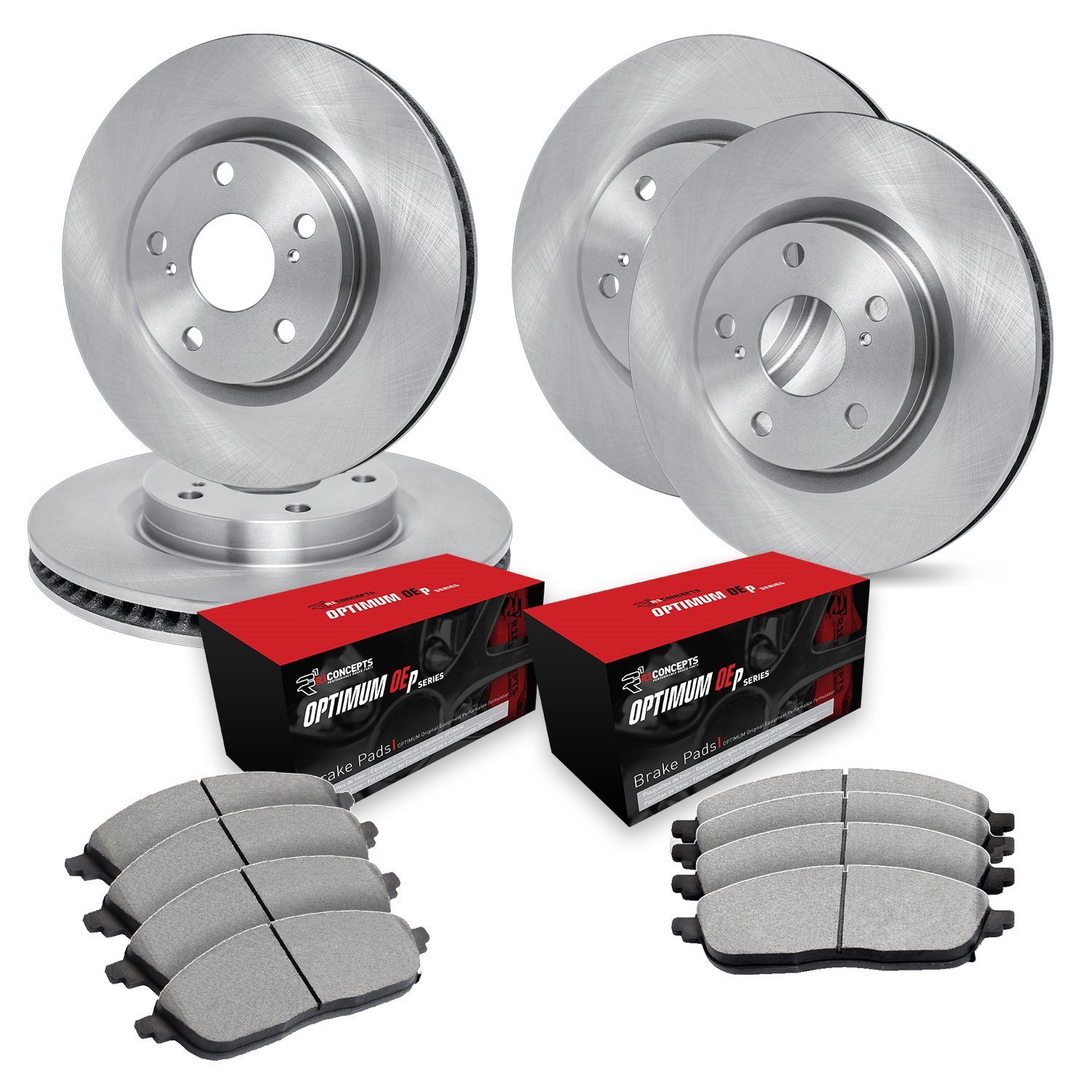 E-Line Blank Brake Rotor Set w/Optimum OE Pads, 2020-2020 GM, Position: Front & Rear