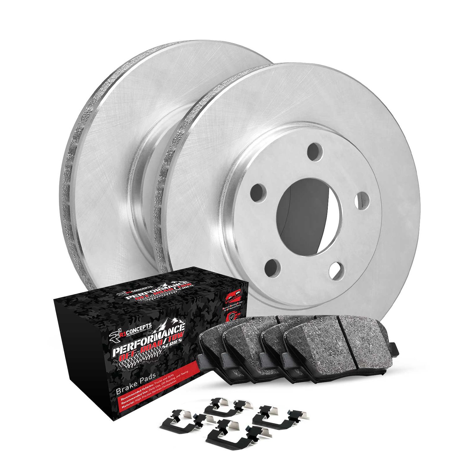 E-Line Blank Brake Rotor Set w/Performance Off-Road/Tow Pads & Hardware, 1998-2002 Mopar, Position: Front