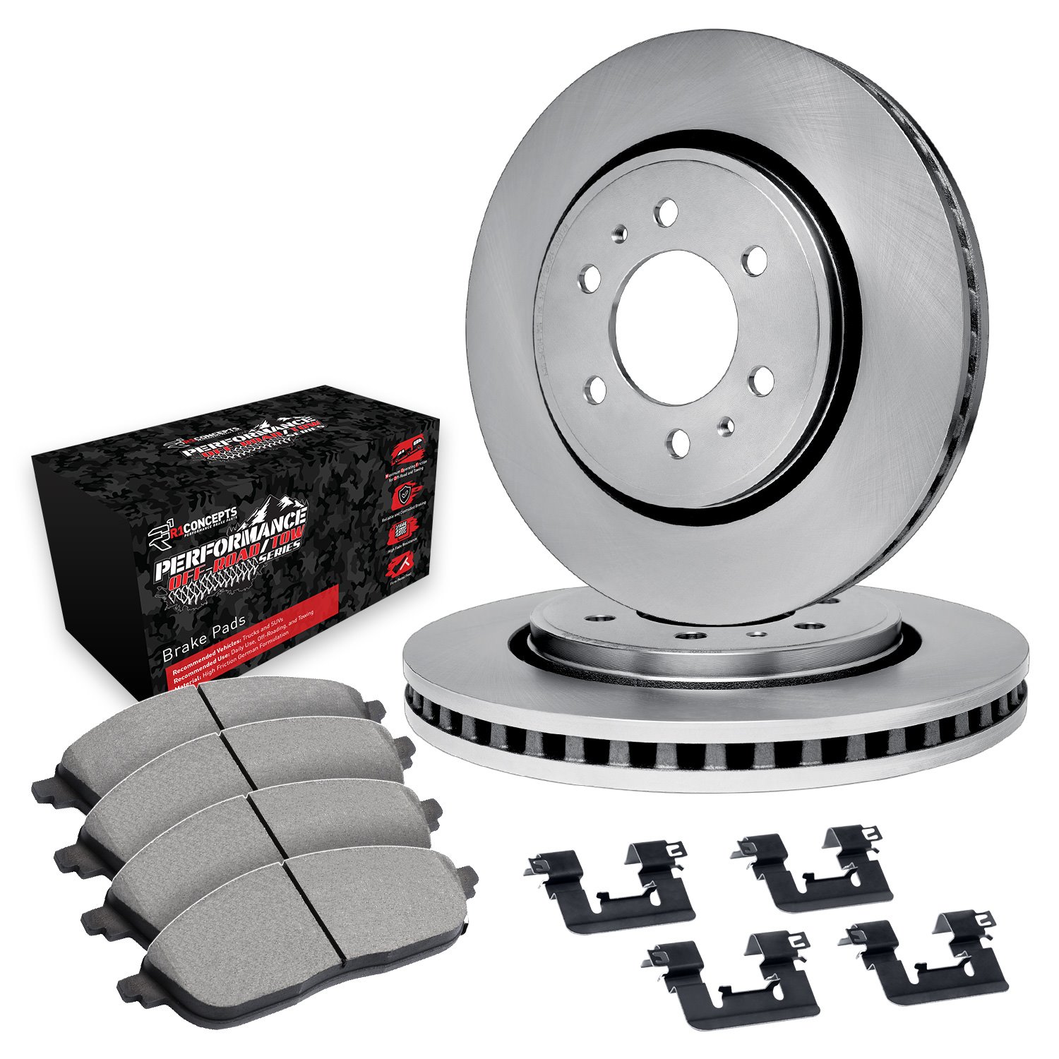 E-Line Blank Brake Rotor Set w/Performance Off-Road/Tow Pads & Hardware, Fits Select GM, Position: Front