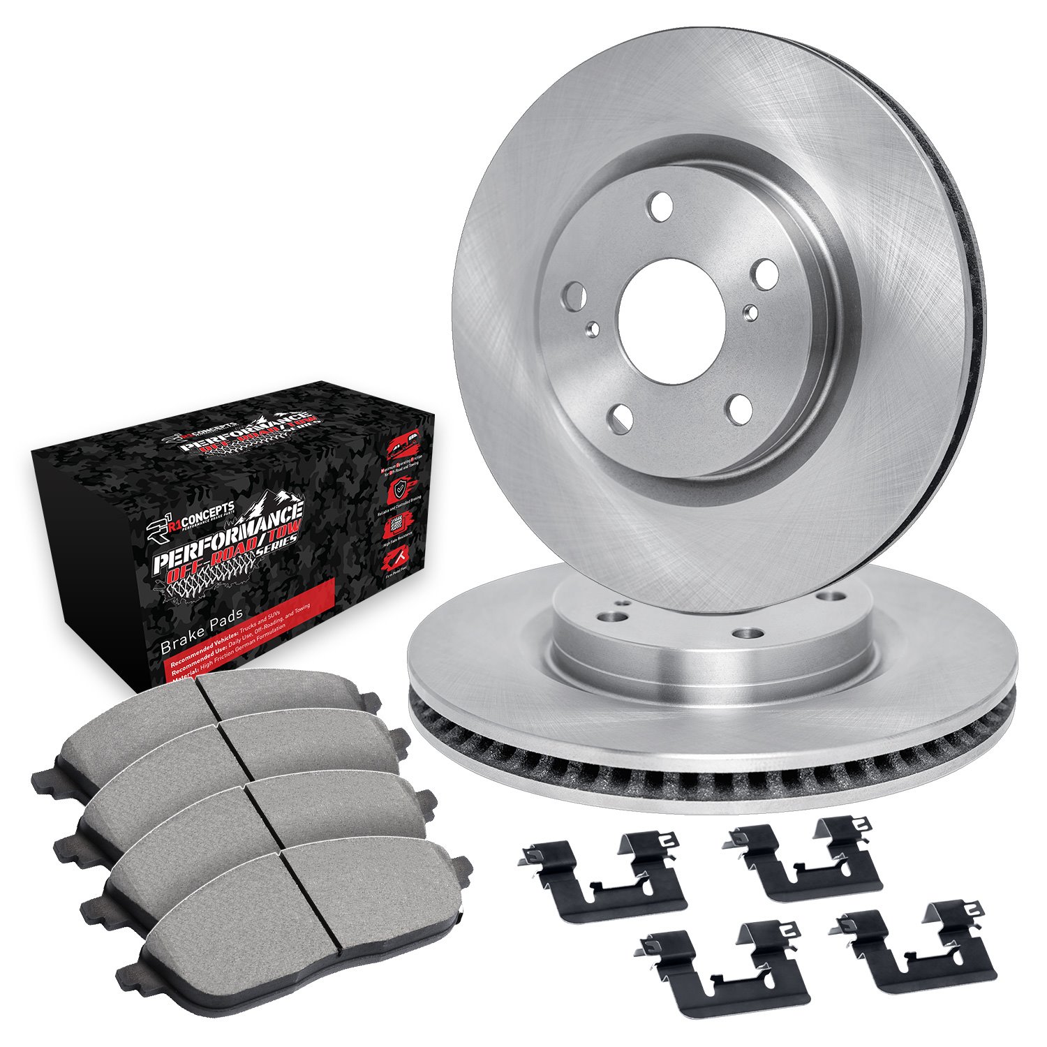 E-Line Blank Brake Rotor Set w/Performance Off-Road/Tow Pads & Hardware, 1994-1995 Ford/Lincoln/Mercury/Mazda, Position: Front