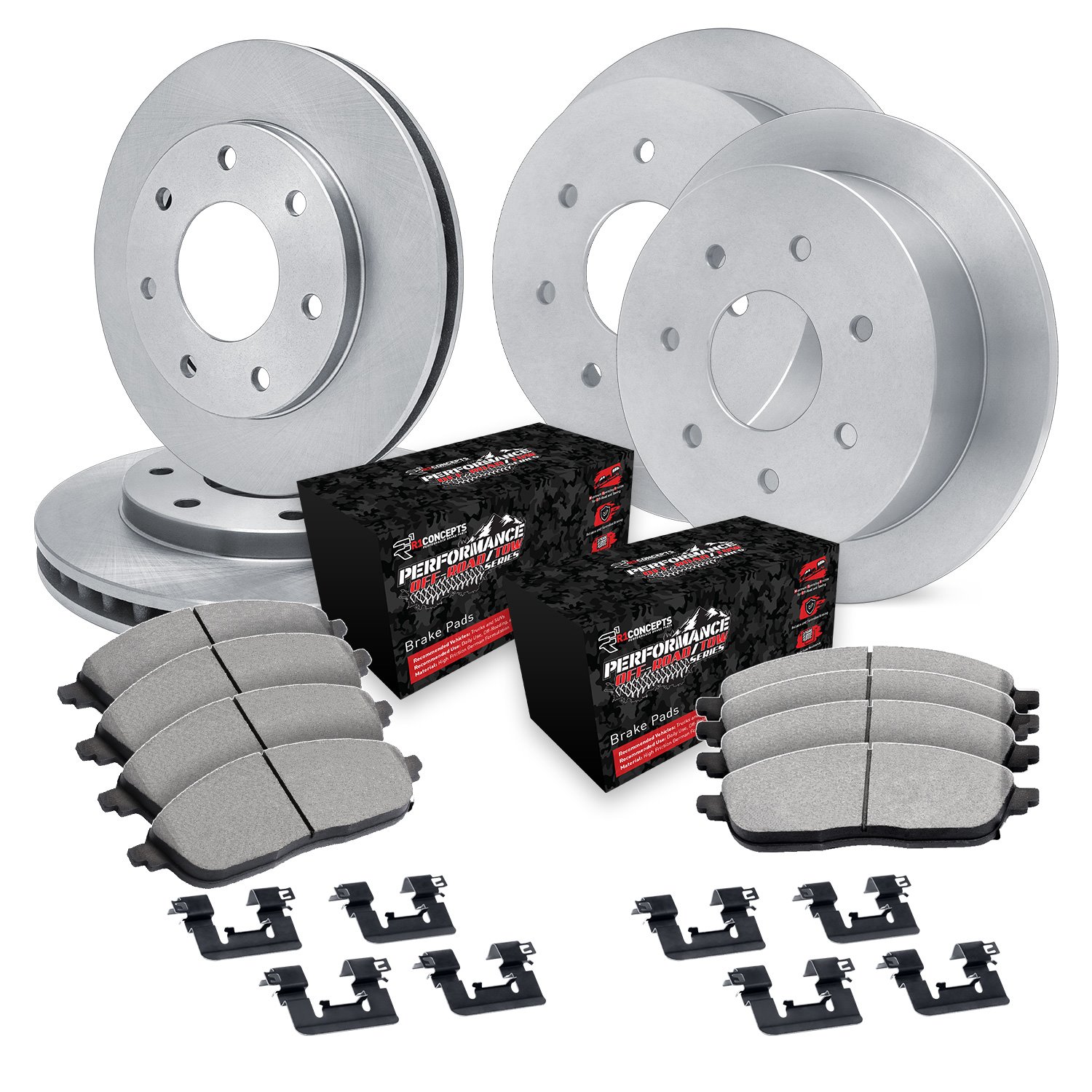 E-Line Blank Brake Rotor Set w/Performance Off-Road/Tow Pads & Hardware, 1997-2002 Ford/Lincoln/Mercury/Mazda
