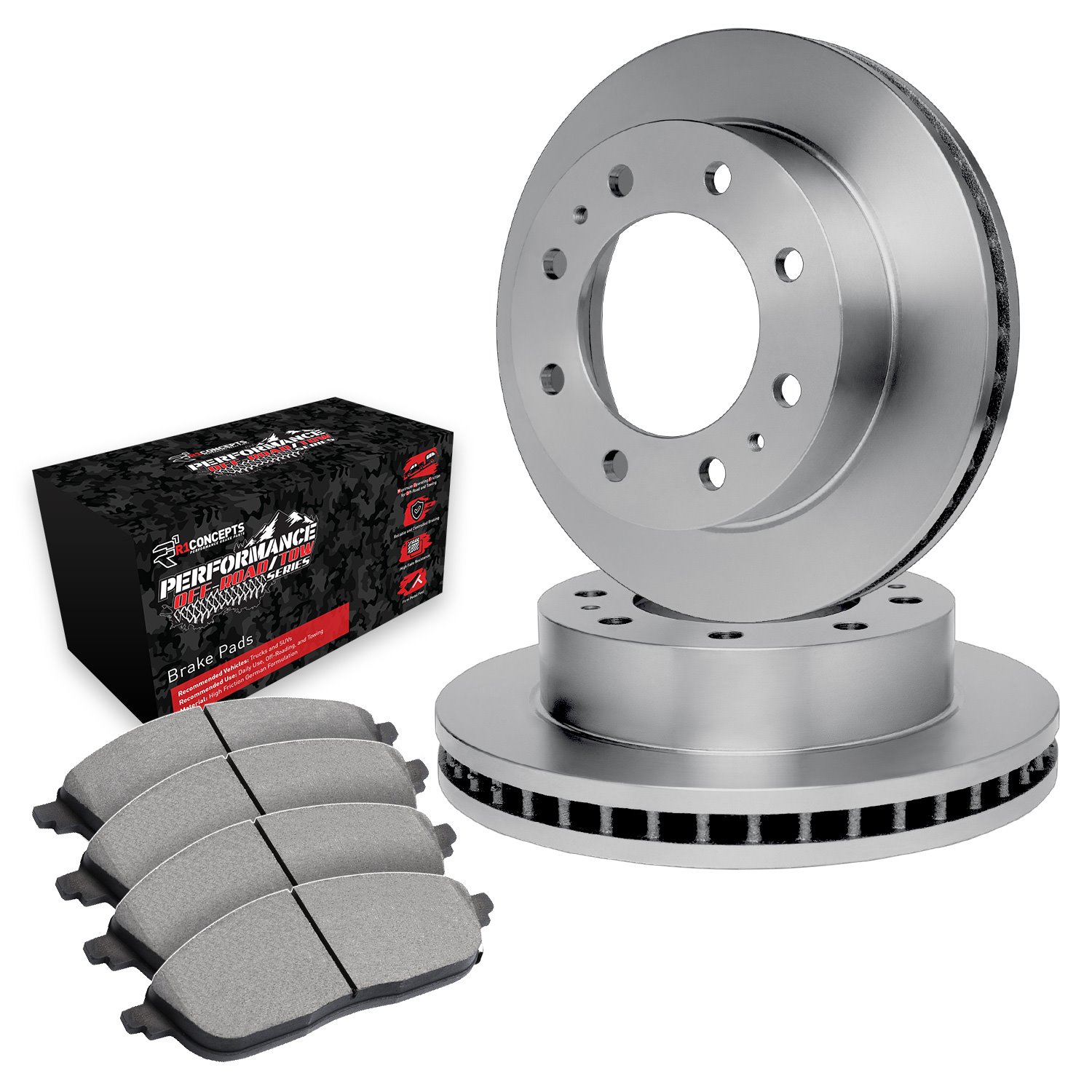 E-Line Blank Brake Rotor Set w/Performance Off-Road/Tow Pads, 1994-1999 Mopar, Position: Front