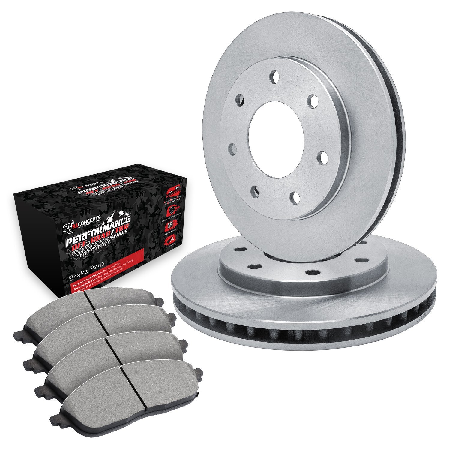 E-Line Blank Brake Rotor Set w/Performance Off-Road/Tow Pads, 1997-2002 Ford/Lincoln/Mercury/Mazda, Position: Front