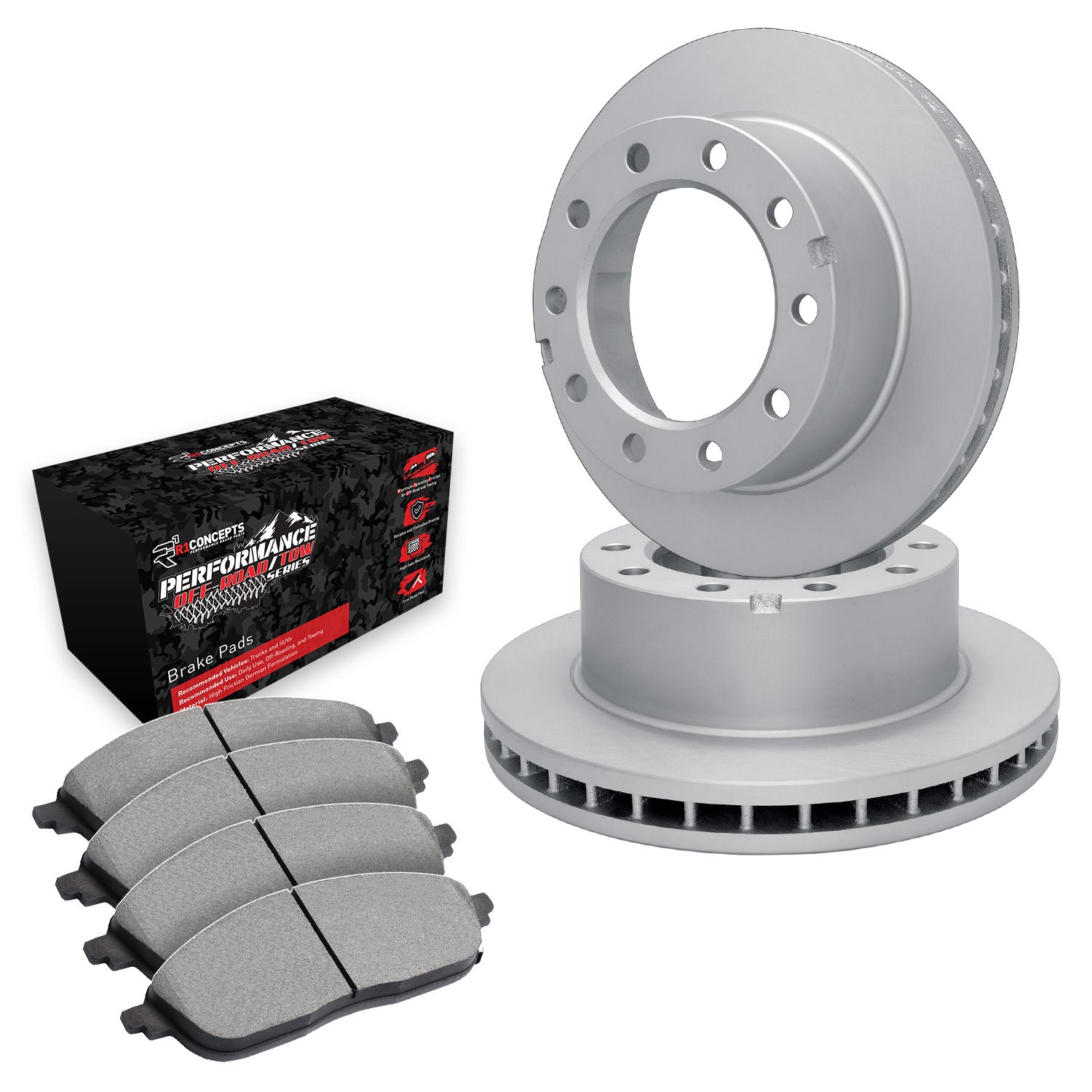 E-Line Blank Brake Rotor Set w/Performance Off-Road/Tow Pads, 1999-2004 Ford/Lincoln/Mercury/Mazda, Position: Front & Rear