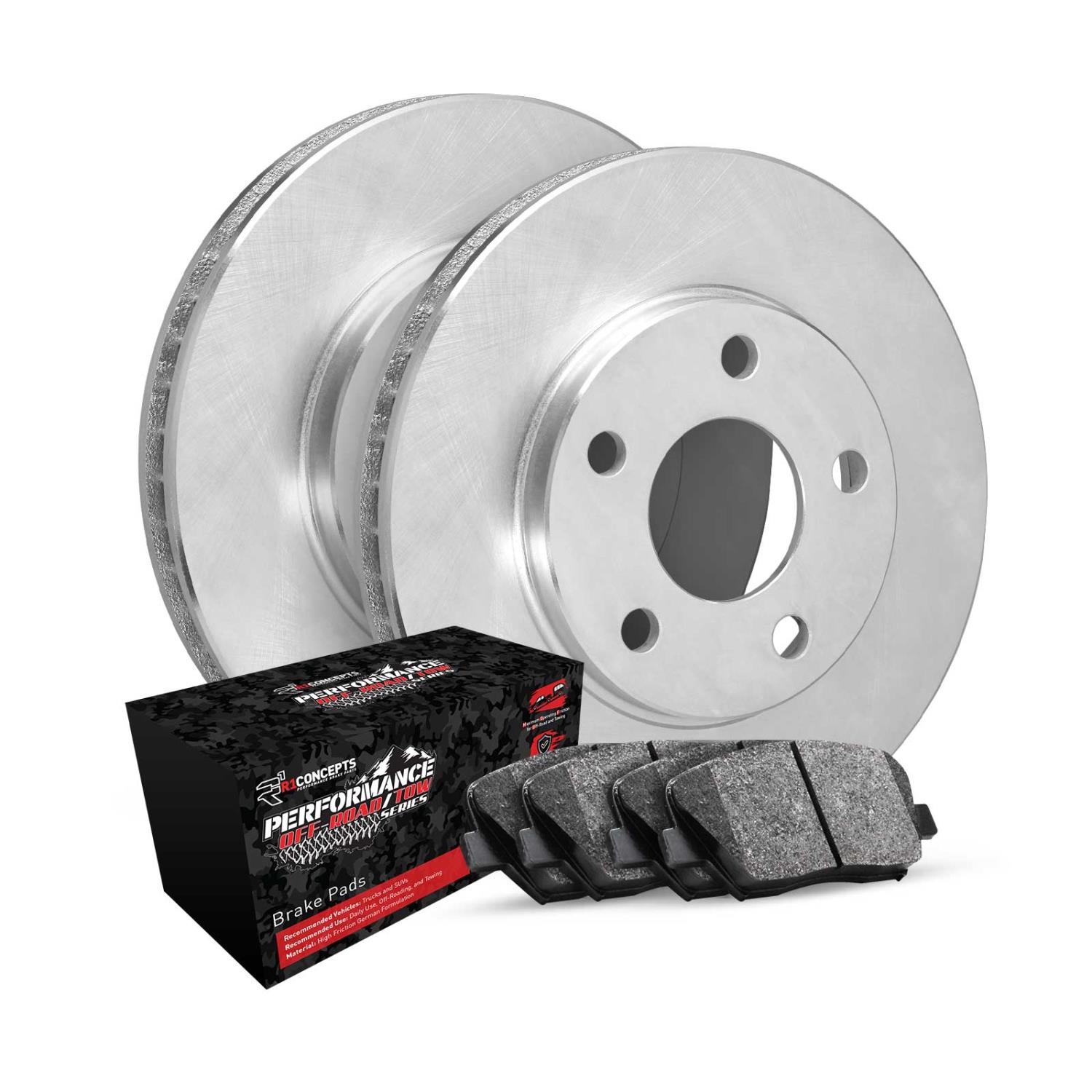 E-Line Blank Brake Rotor Set w/Performance Off-Road/Tow Pads, 1976-1985 Ford/Lincoln/Mercury/Mazda, Position: Front