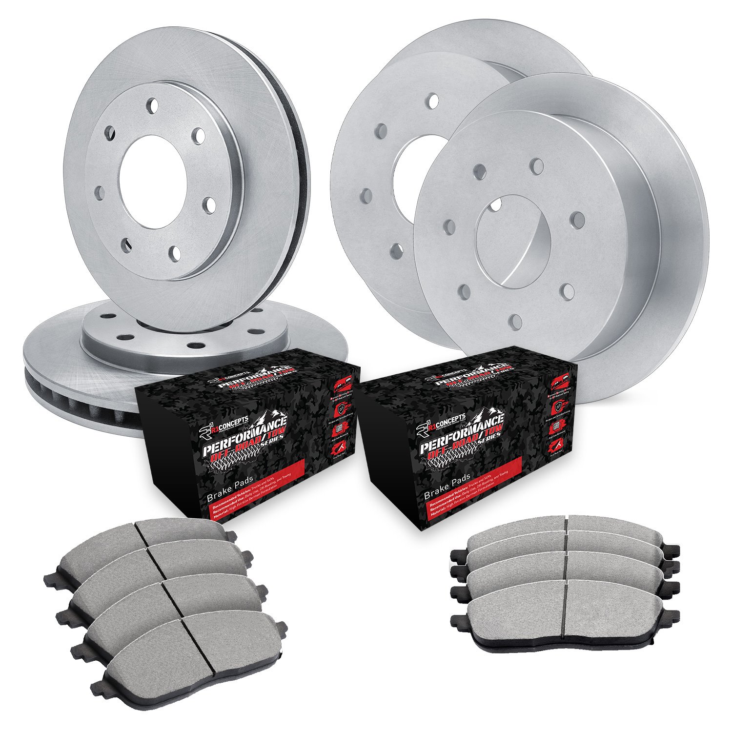 E-Line Blank Brake Rotor Set w/Performance Off-Road/Tow Pads, 1997-2002 Ford/Lincoln/Mercury/Mazda, Position: Front & Rear
