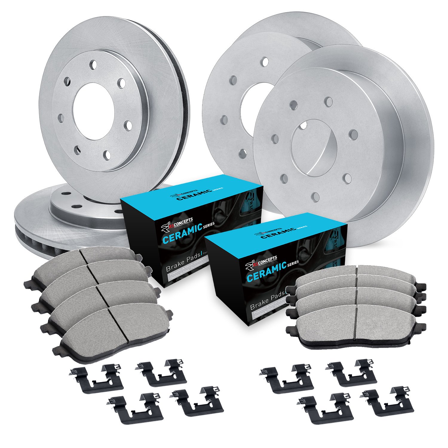 E-Line Blank Brake Rotor Set w/Ceramic Pads & Hardware, 1997-2002 Ford/Lincoln/Mercury/Mazda, Position: Front & Rear