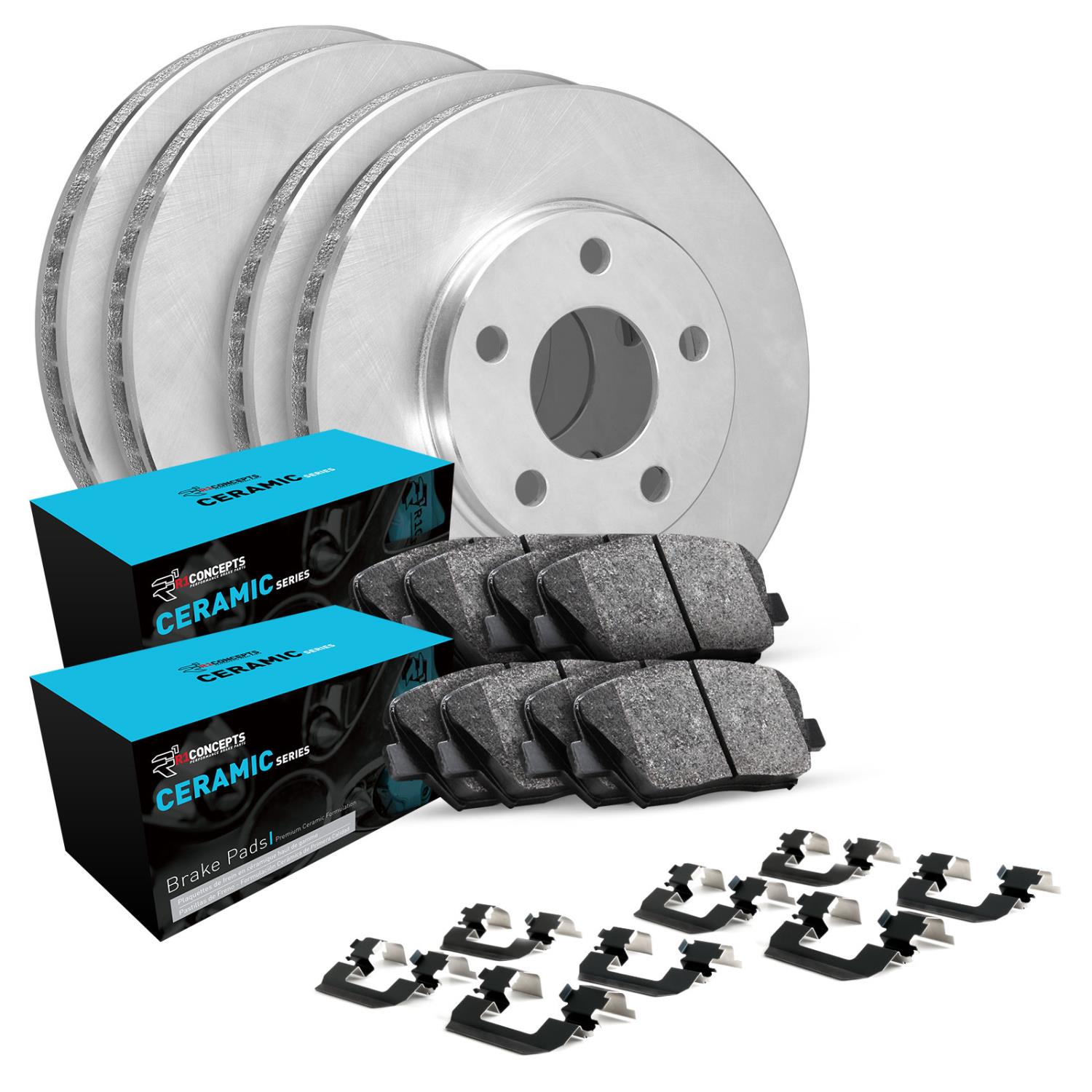 E-Line Blank Brake Rotor Set w/Ceramic Pads & Hardware, 2010-2011 Ford/Lincoln/Mercury/Mazda, Position: Front & Rear