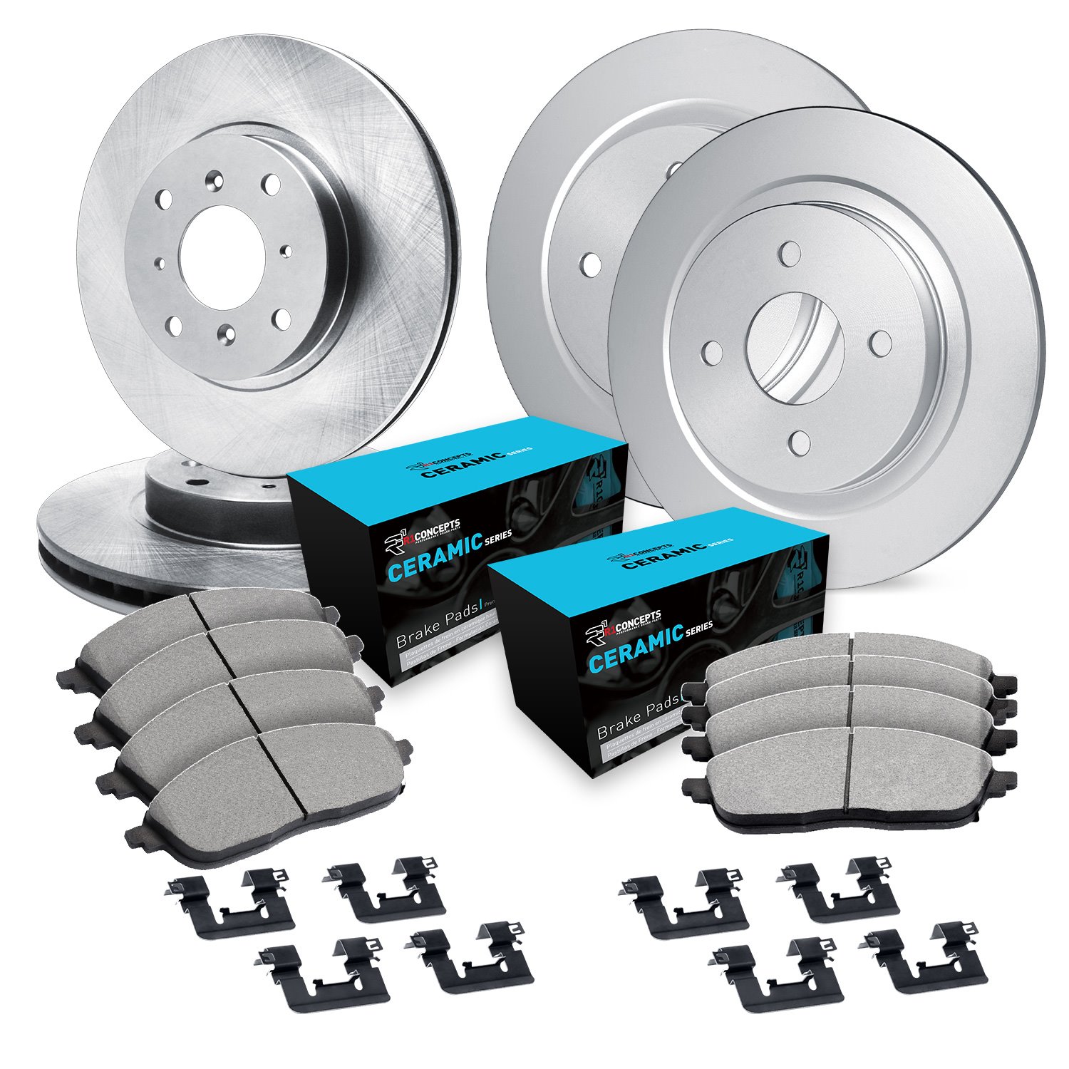 E-Line Blank Brake Rotor Set w/Ceramic Pads & Hardware, 1998-1998 Mitsubishi, Position: Front & Rear