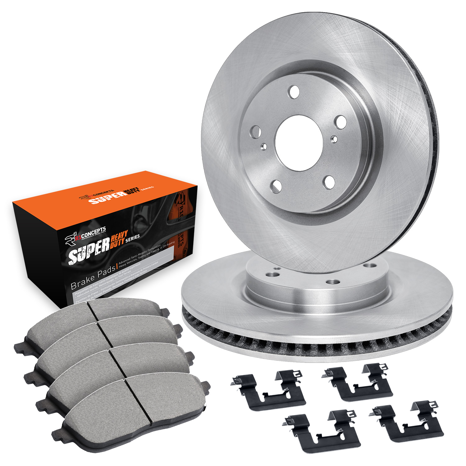 E-Line Blank Brake Rotor Set w/Super-Duty Pads & Hardware, 1994-2000 GM, Position: Front