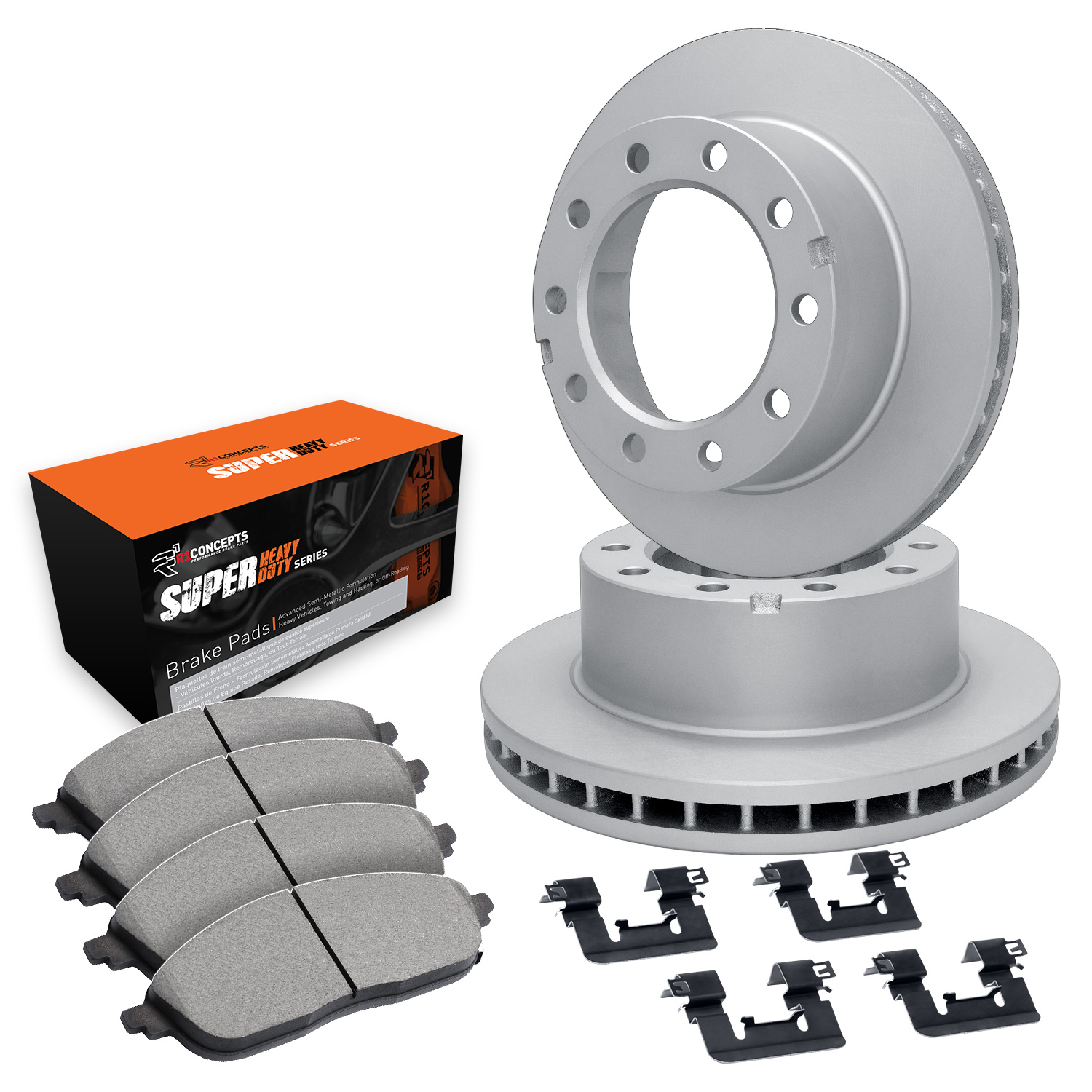 E-Line Blank Brake Rotor Set w/Super-Duty Pads & Hardware, 1994-2000 GM, Position: Rear