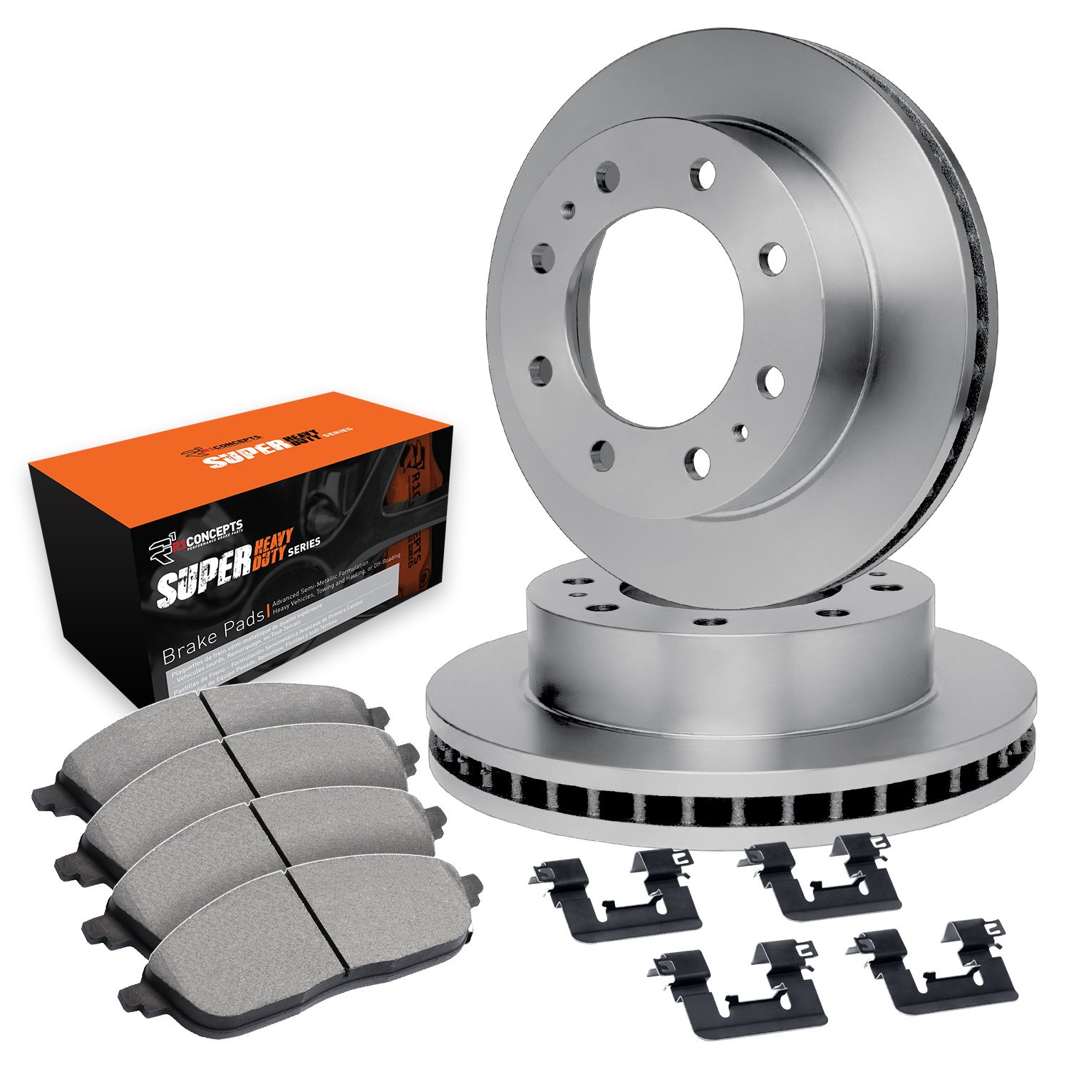 E-Line Blank Brake Rotor Set w/Super-Duty Pads & Hardware, 1999-1999 Ford/Lincoln/Mercury/Mazda, Position: Front