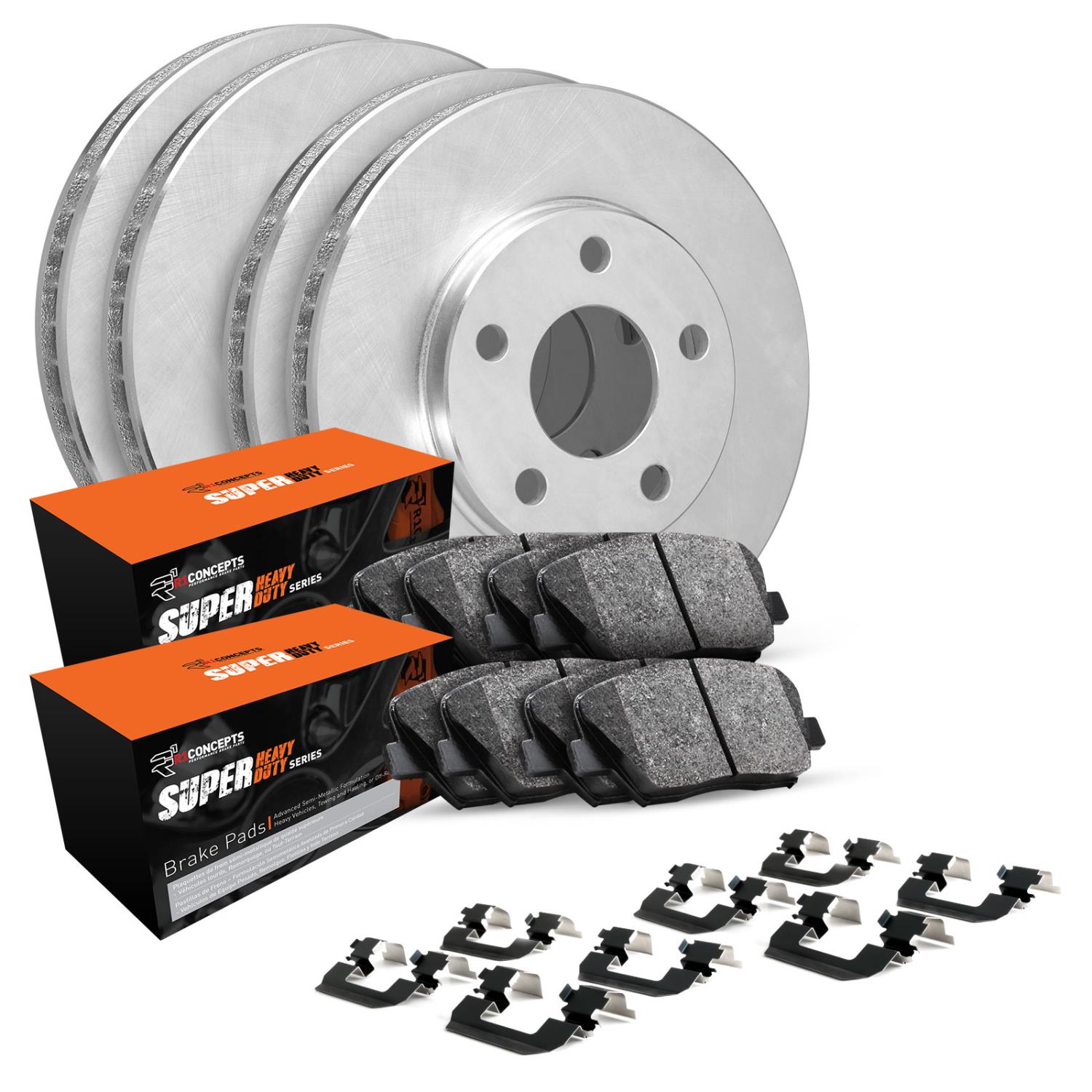 E-Line Blank Brake Rotor & Drum Set w/Super-Duty Pads, Shoes, & Hardware Kit, 1974-1975 Mopar, Position: Front & Rear