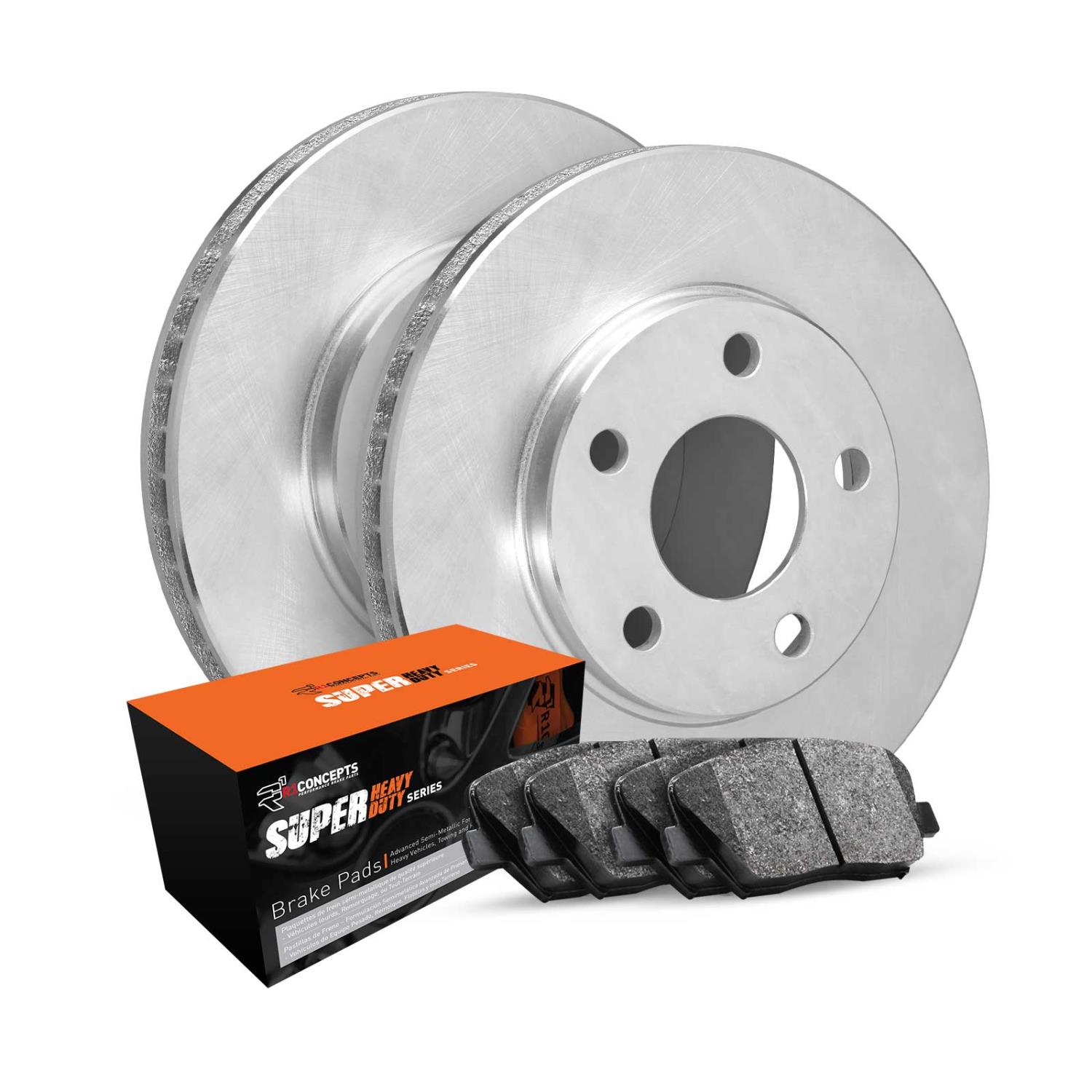 E-Line Blank Brake Rotor Set w/Super-Duty Pads, 1987-1992 Ford/Lincoln/Mercury/Mazda, Position: Front