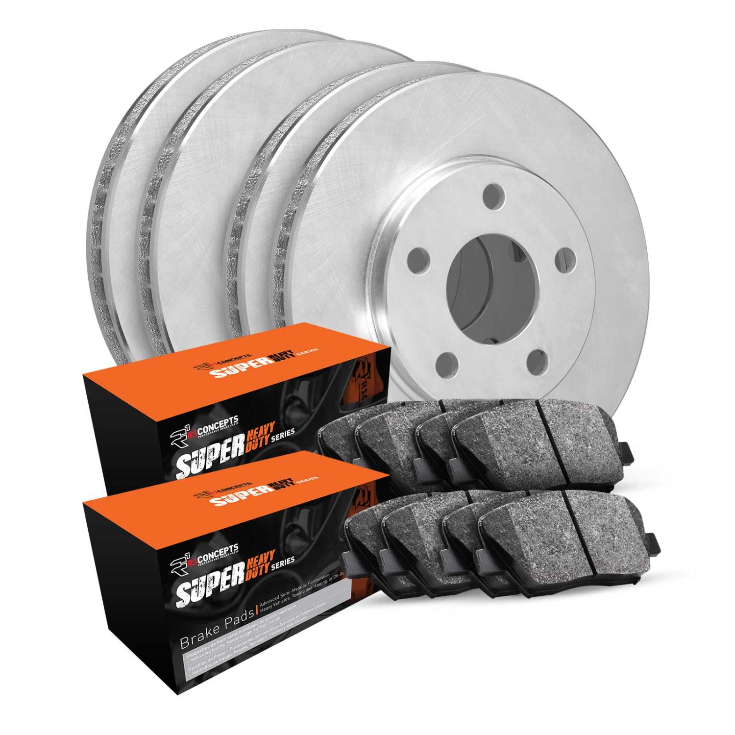 E-Line Blank Brake Rotor Set w/Super-Duty Pads, 2003-2005 GM, Position: Front & Rear