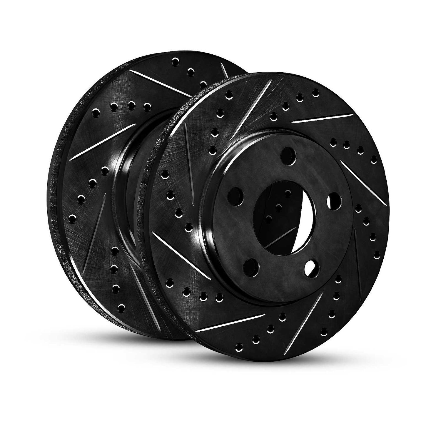 E-Line Drilled & Slotted Black Brake Rotor Set, 2015-2020 Fits Multiple Makes/Models, Position: Rear