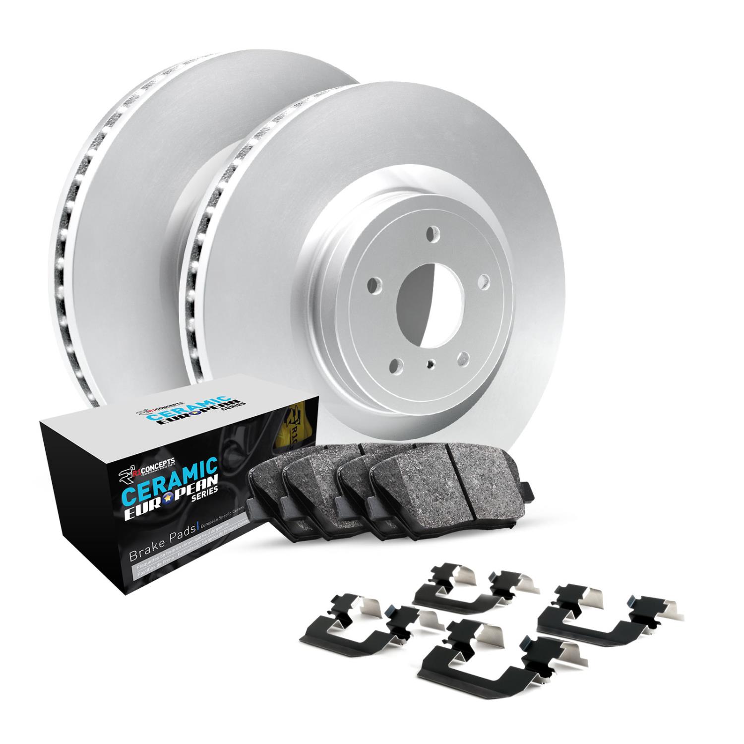 GEO-Carbon Brake Rotor Set w/Euro Ceramic Pads & Hardware, Fits Select Land Rover, Position: Front